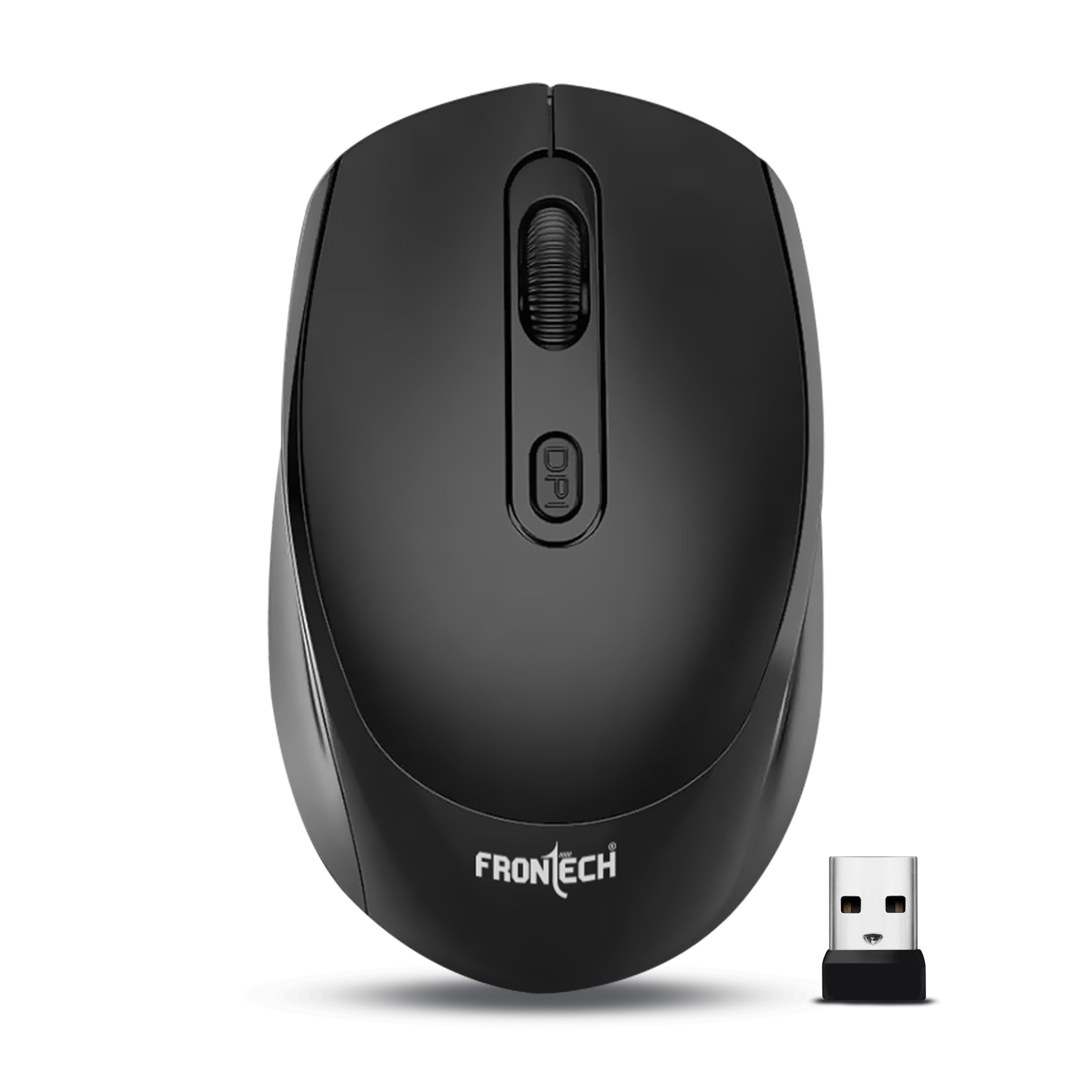 Frontech Wireless Optical Mouse | 2.4GHz | Adjustable DPI up to 1600 | USB Nano Receiver | Ergonomic Design | Compatible with Windows XP/Vista/7/8/10/11 – (MS-0073)