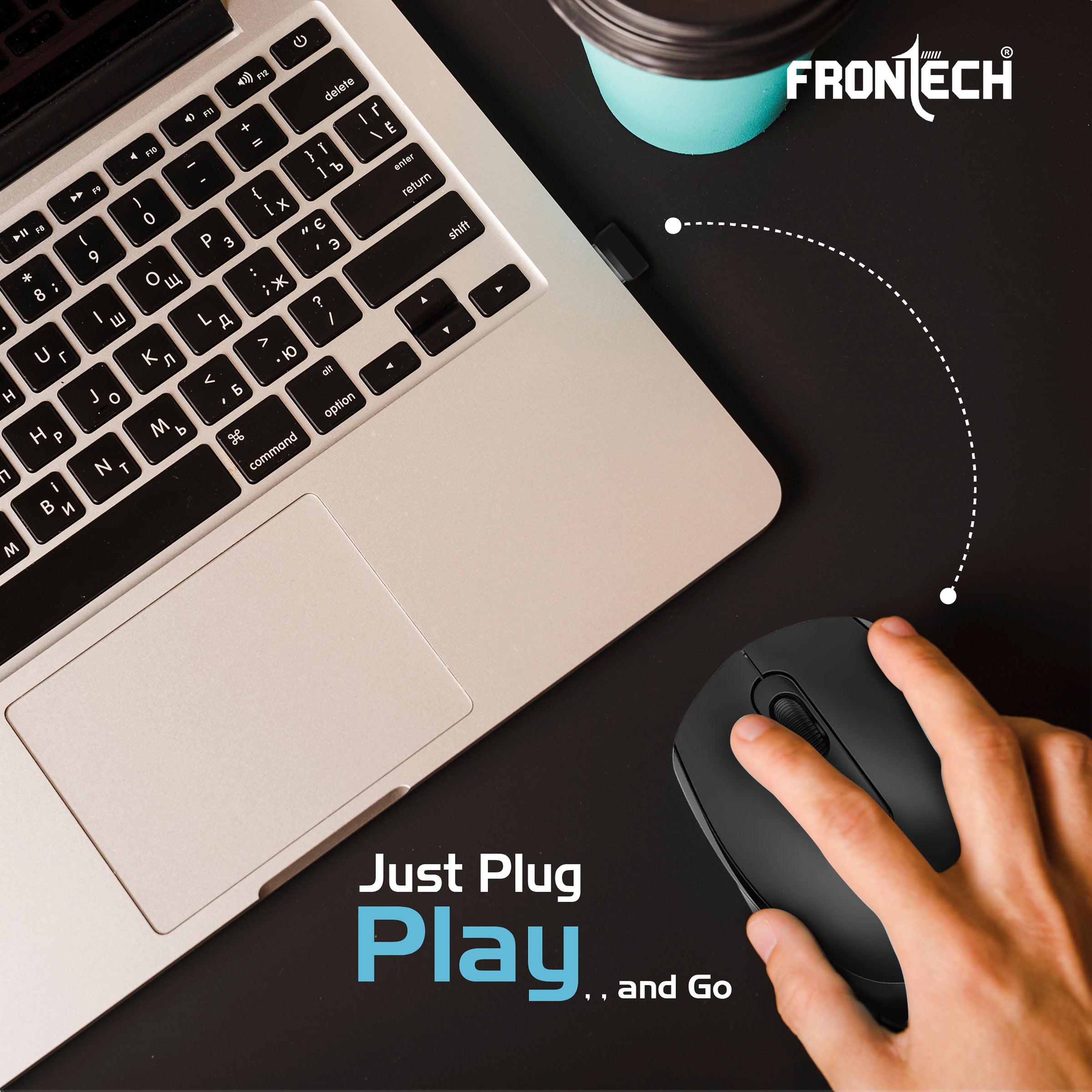 Frontech Wireless Optical Mouse | 2.4GHz | Adjustable DPI up to 1600 | USB Nano Receiver | Ergonomic Design | Compatible with Windows XP/Vista/7/8/10/11 – (MS-0073)