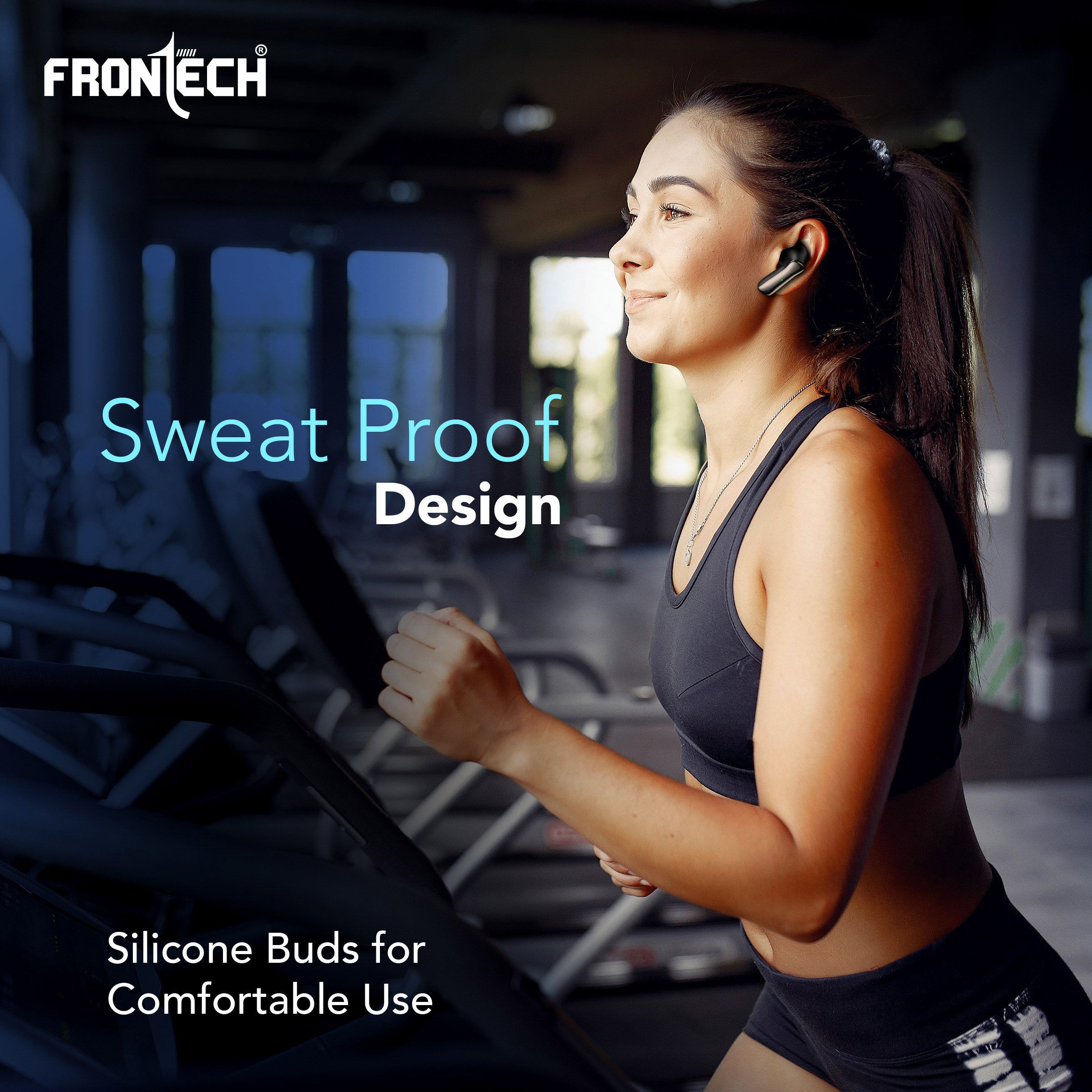 Frontech NEOBUD True Wireless Earbuds | Bluetooth 5.3 | 35H Playback | Type-C Fast Charging | Touch Control | Sweat-Proof Design (EF-0075BLK)