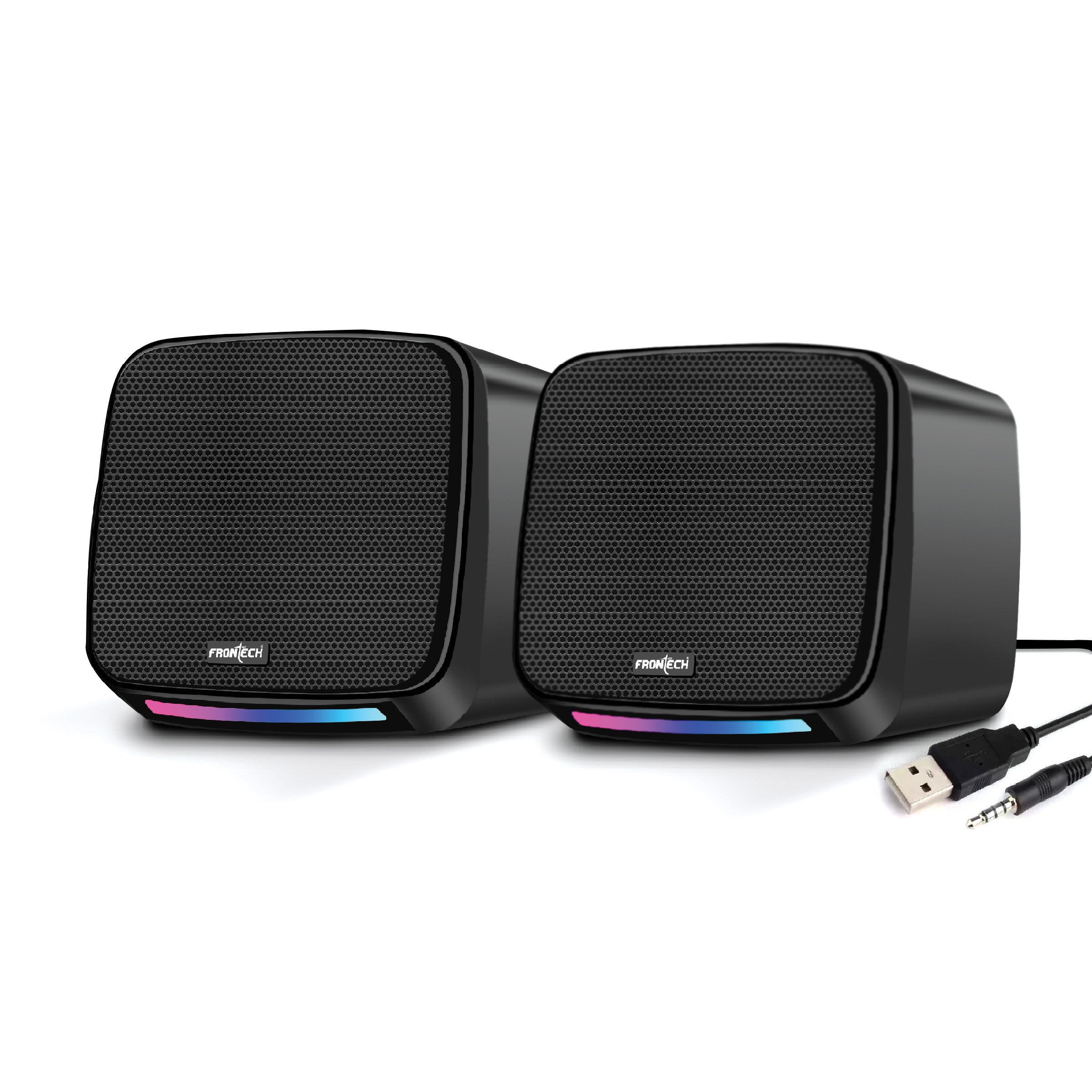 2.0 USB Speakers with RGB Lights | 3W x 2 Drivers | AUX Connectivity (SPK-0007)