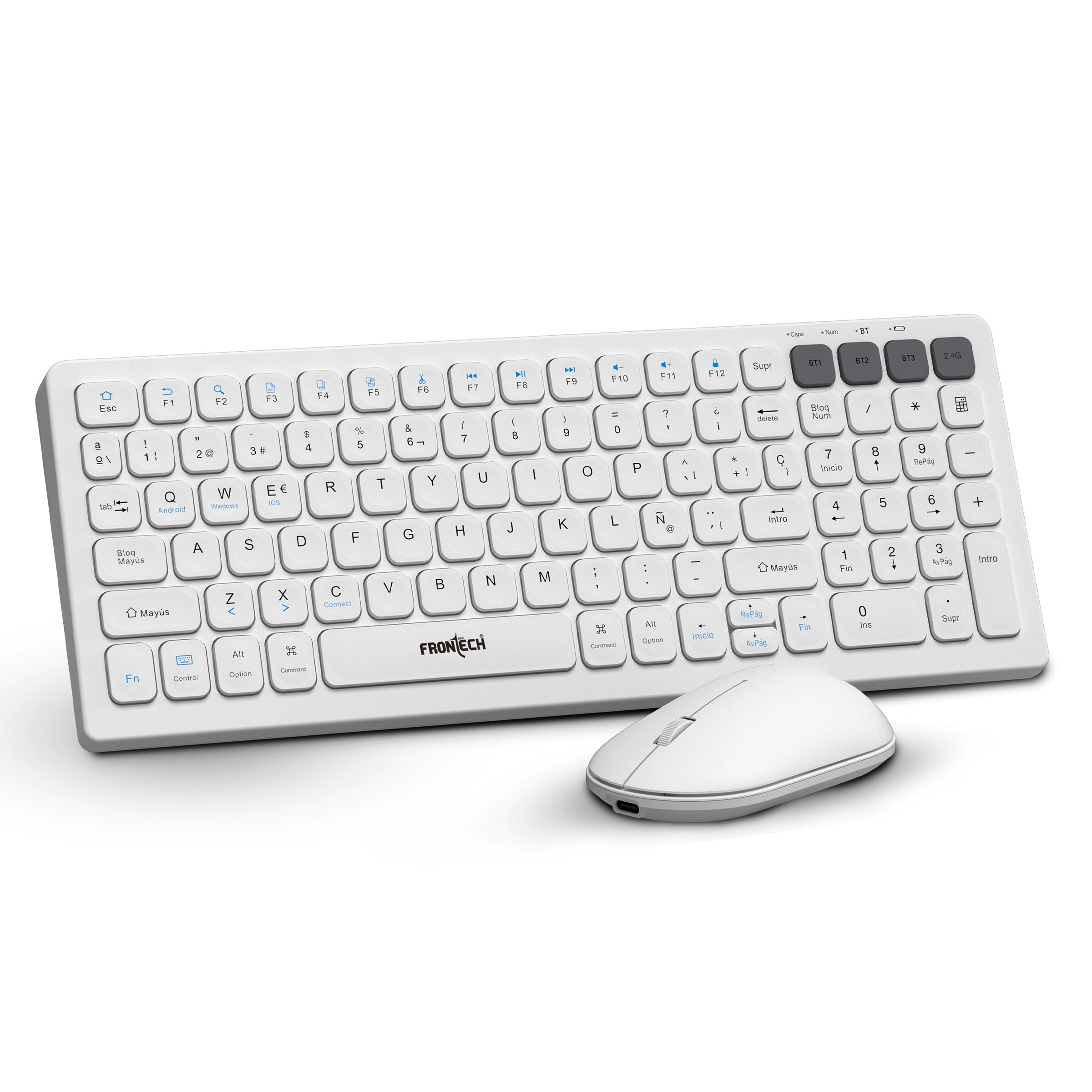 Frontech wireless keyboard & mouse combo | 2.4 Ghz |Transmission with built-in rechargeable battery |Multi-Device connection ( FT-1602A )