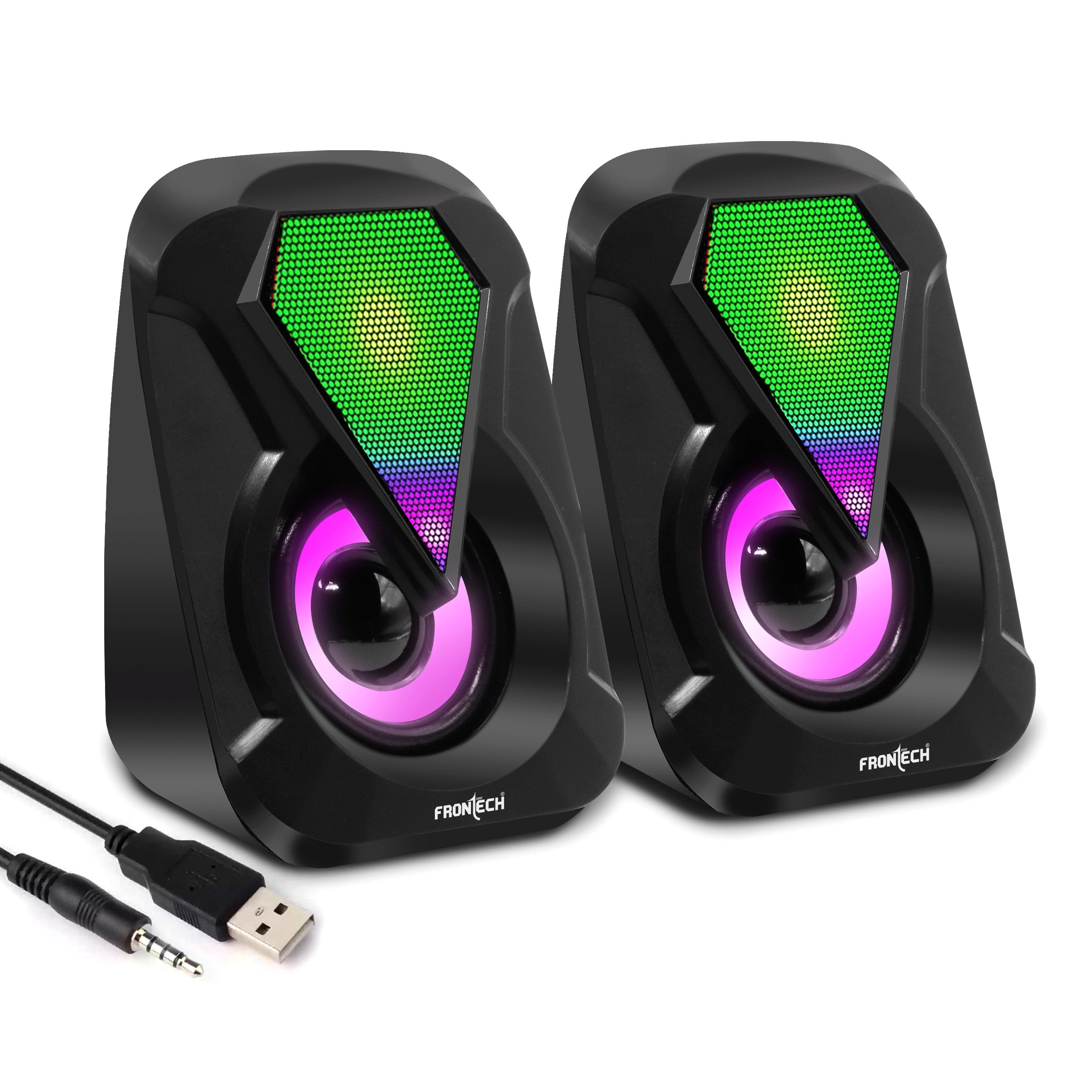 2.0 USB Multimedia Speakers | RGB Lights | 2x3W Drivers | AUX Connectivity (SPK-0004)