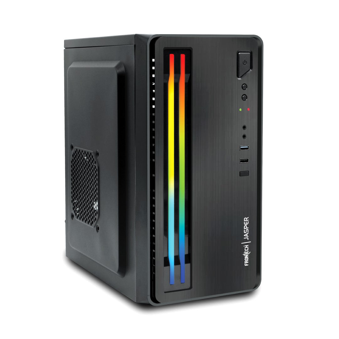 Jasper Premium Silver Range ATX Cabinet | Front LED Strip, 1x80mm Fan, 1xUSB 3.0 Ports (FT-4334)