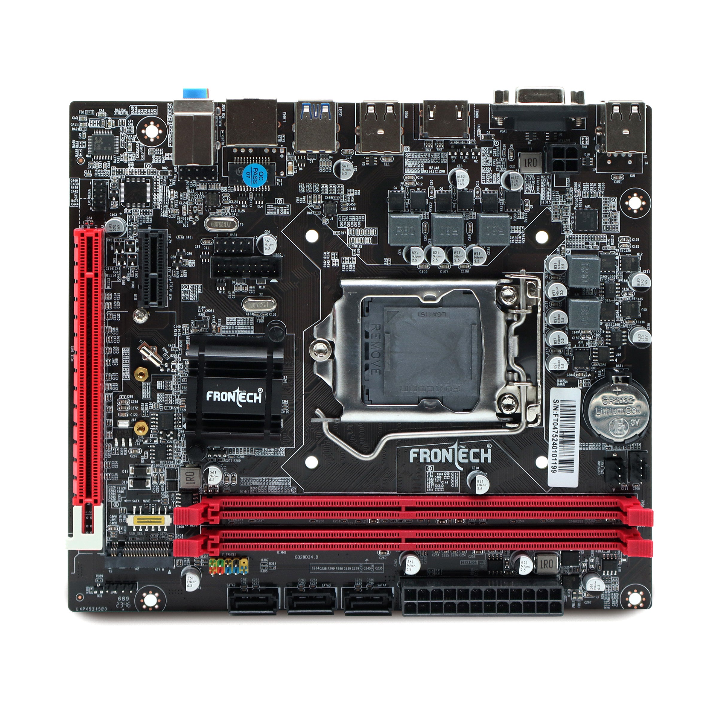 H110 Motherboard | LGA1151, 2xDDR4, Supports 6th/7th Gen (Skylake) CPUs, 2xUSB 3.0, 4xUSB 2.0, 3xSATA, NVMe/M.2, HDMI, VGA, PCIe x16 (FT-0475)