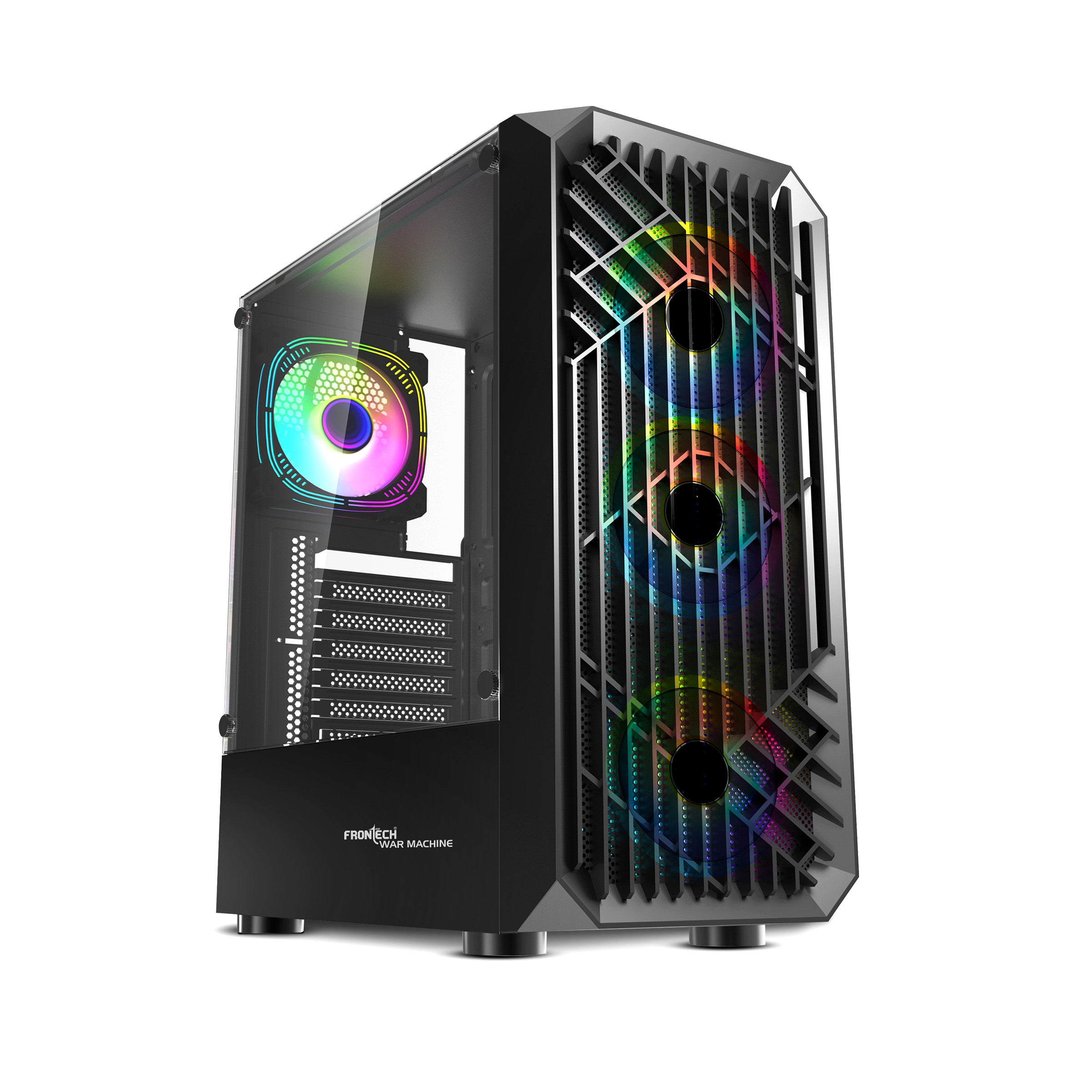 FRONTECH WAR MACHINE FT-4349 Gaming Computer Case with 4x120mm LED Fans & Acrylic Side Panel.
