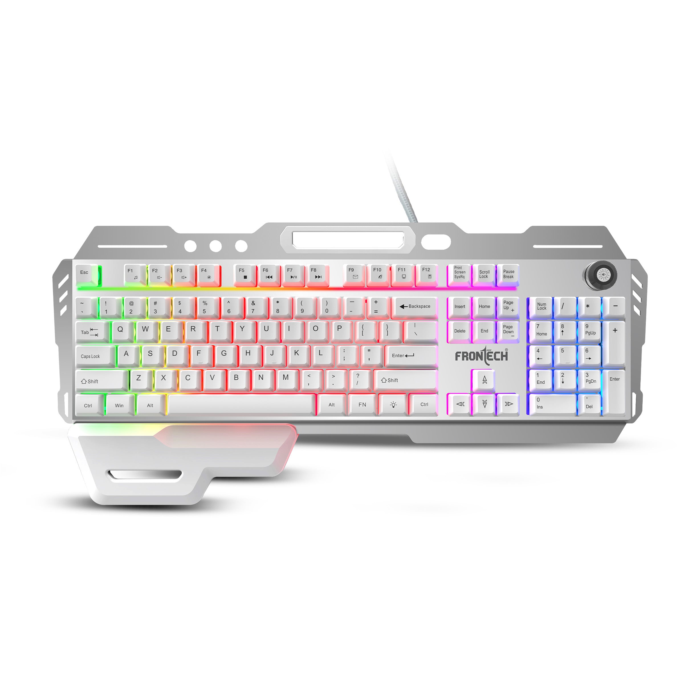 Frontech RGB Gaming Keyboard – Power at Your Fingertips | Game Better, Brighter & Faster | Rainbow Backlight | 19 Anti-Ghosting Keys | Plug & Play | 104-Key Layout (KB-0013P)