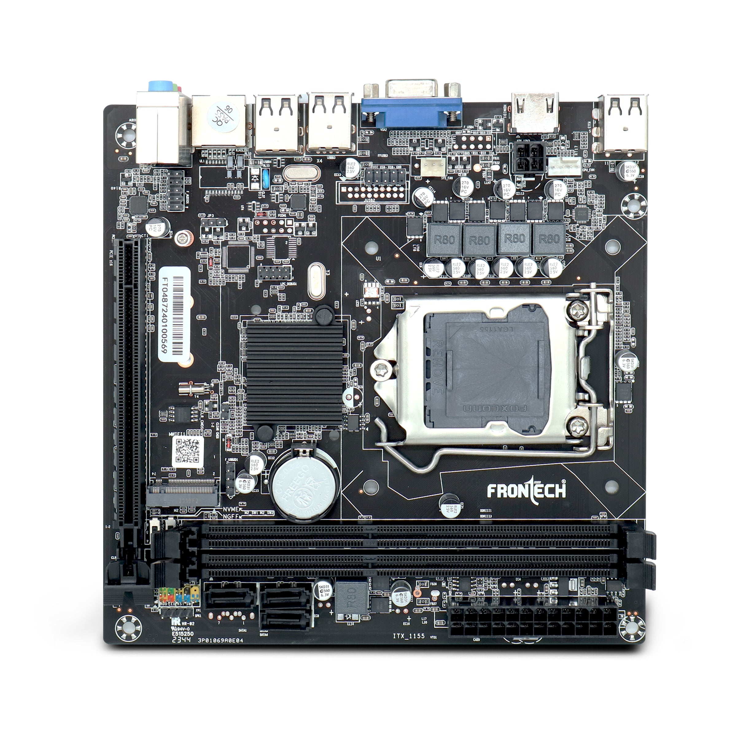 H61 Motherboard | LGA1155, 2xDDR3, Supports Pentium/i3/i5/i7, 6+3 USB, 3xSATA, NVMe/M.2, HDMI, VGA, PCIe x16 (FT-0487)