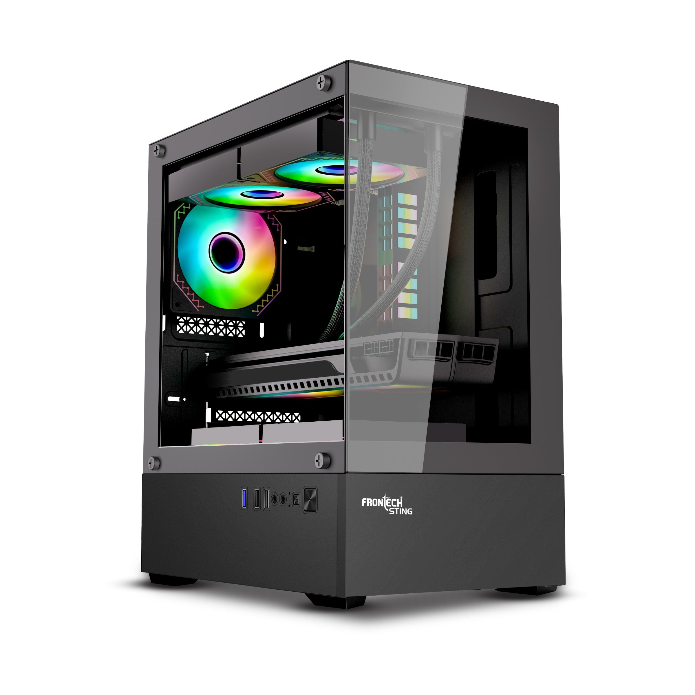 Frontech Snowy FT4348 – Premium RGB Gaming Cabinet with Tempered Glass | High Airflow | Compact & Stylish Design