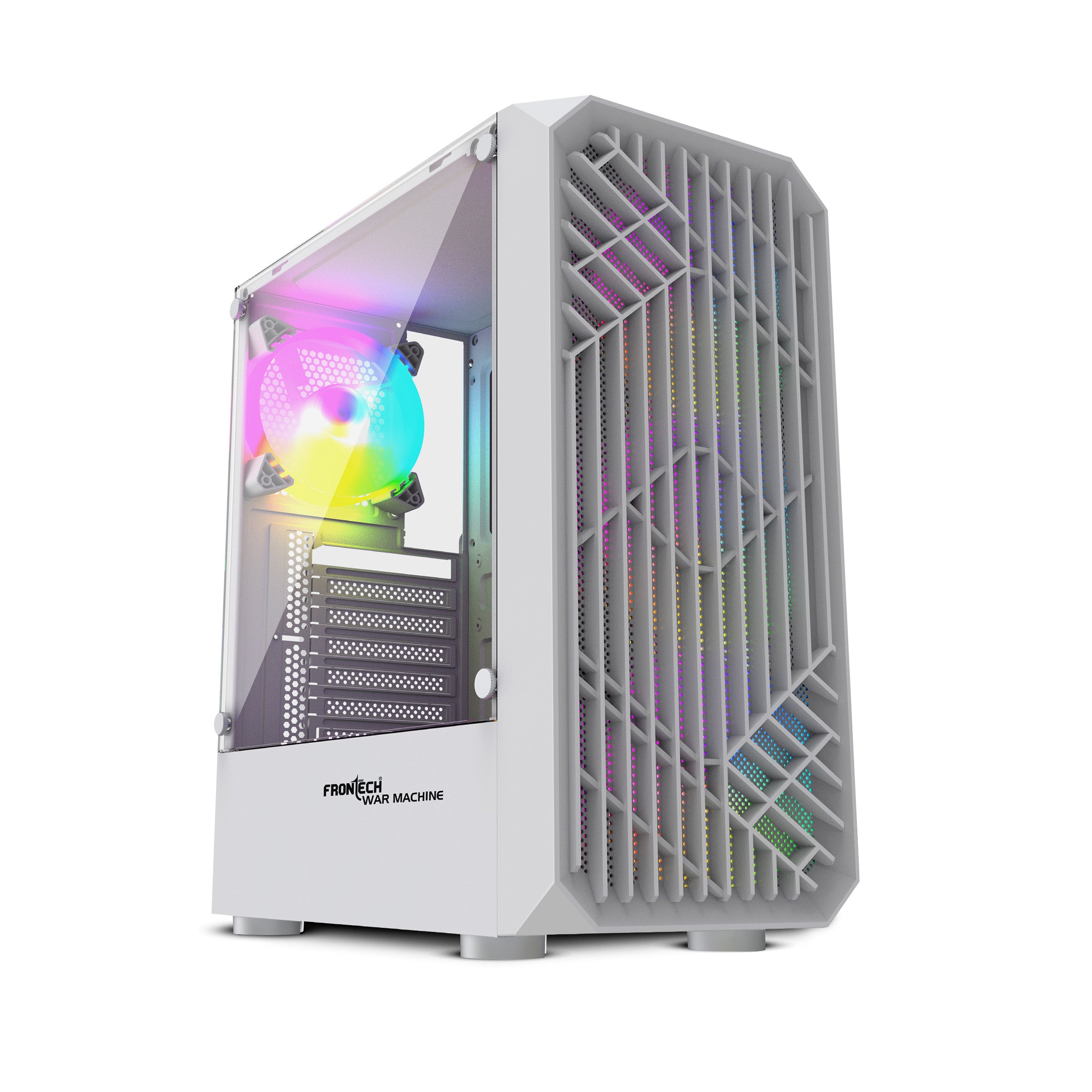 FRONTECH WAR MACHINE FT-4350 Gaming Computer Case with 4x120mm LED Fans & Acrylic Side Panel.