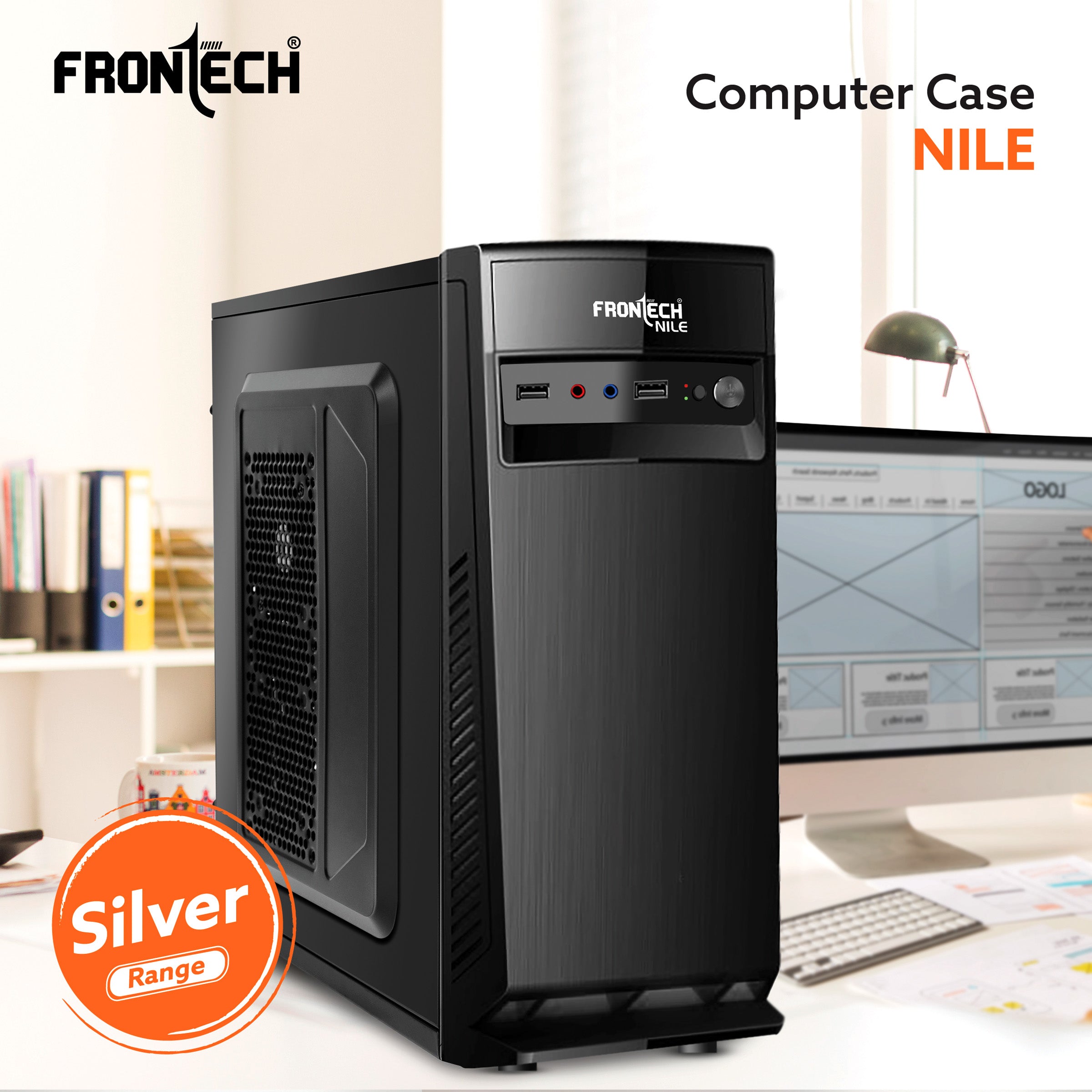 Nile Silver Range ATX Cabinet | Front Audio, 2x Front USB 2.0 Ports (FT-4266)