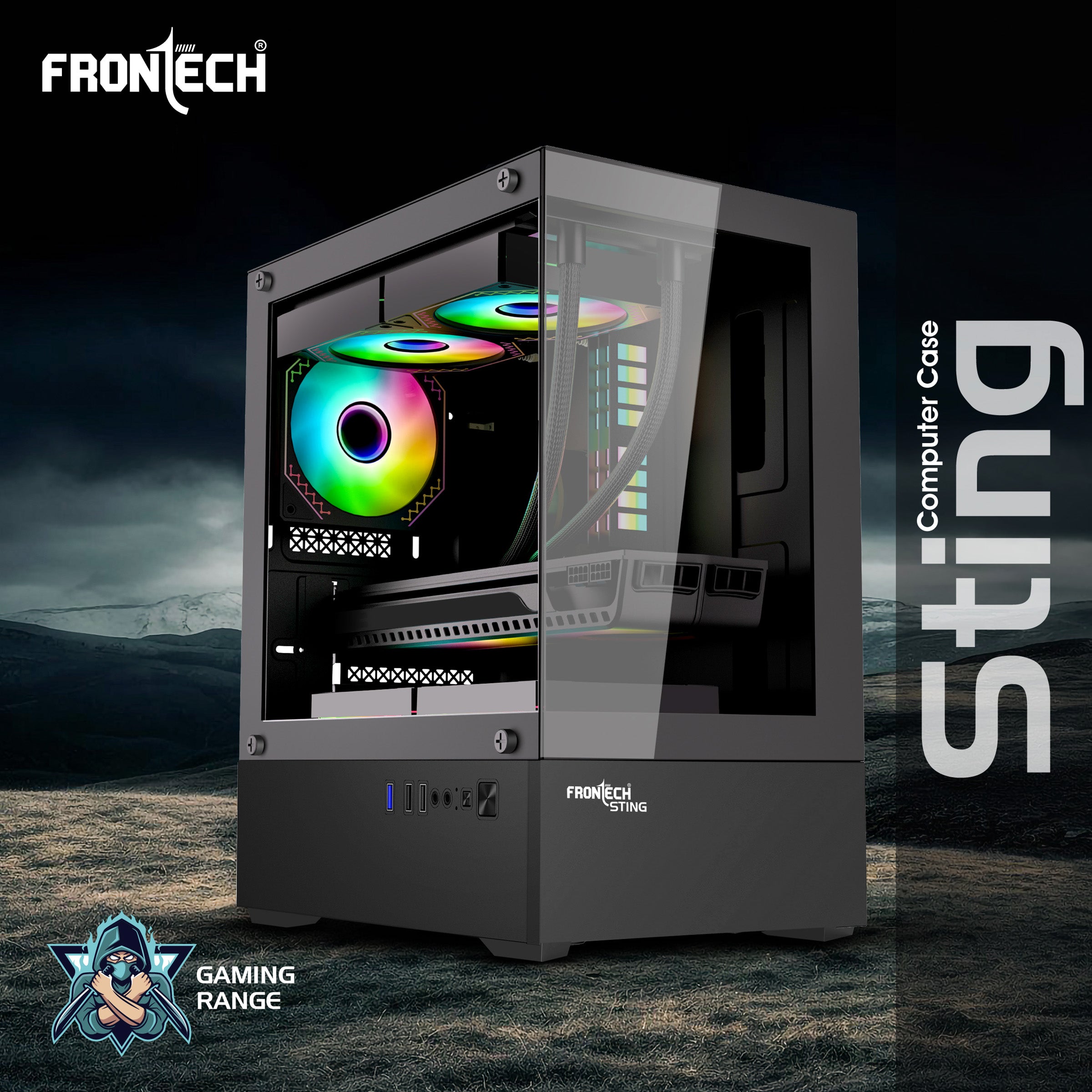 Frontech Snowy FT4348 – Premium RGB Gaming Cabinet with Tempered Glass | High Airflow | Compact & Stylish Design