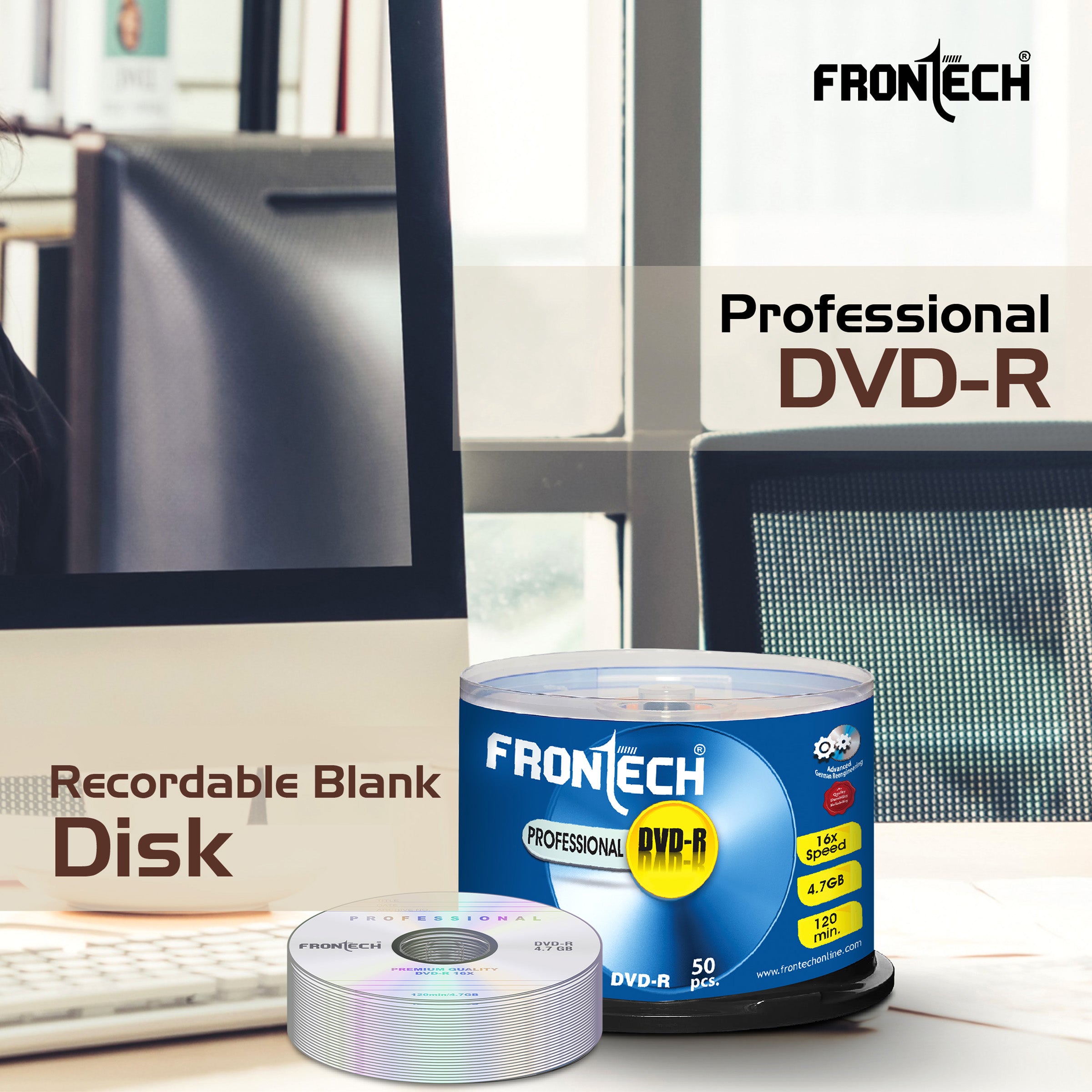 Professional DVD 4.7GB Media 120 Mins 16X Multi Speed - Pack of 50 (DVD-0003)