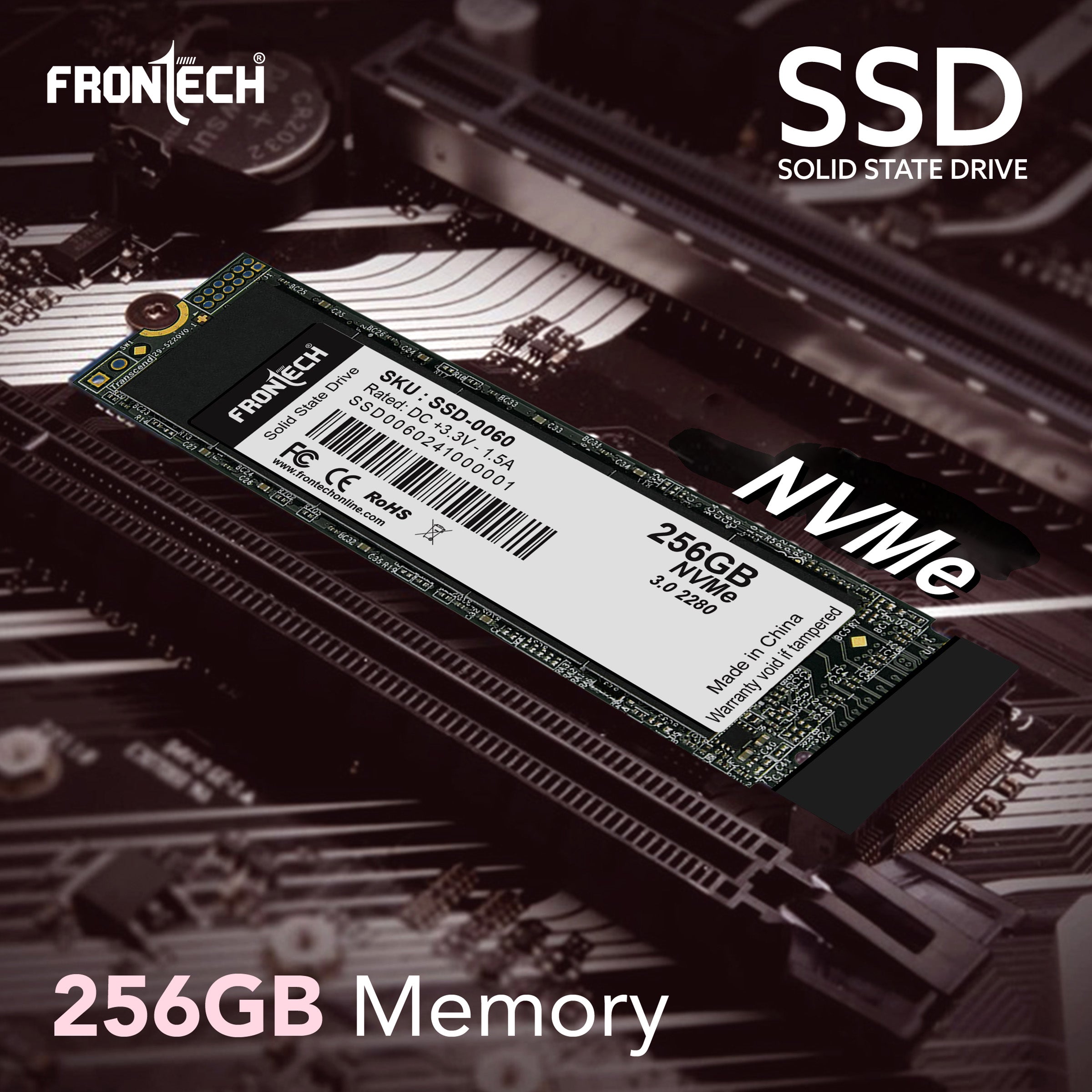 Frontech 256GB NVMe M.2 2280 SSD – PCIe Gen3 ×4, Up to 1600 MB/s Read & 1000 MB/s Write, Ultra-Compact High-Speed Solid State Drive for Gaming, Laptops & PCs