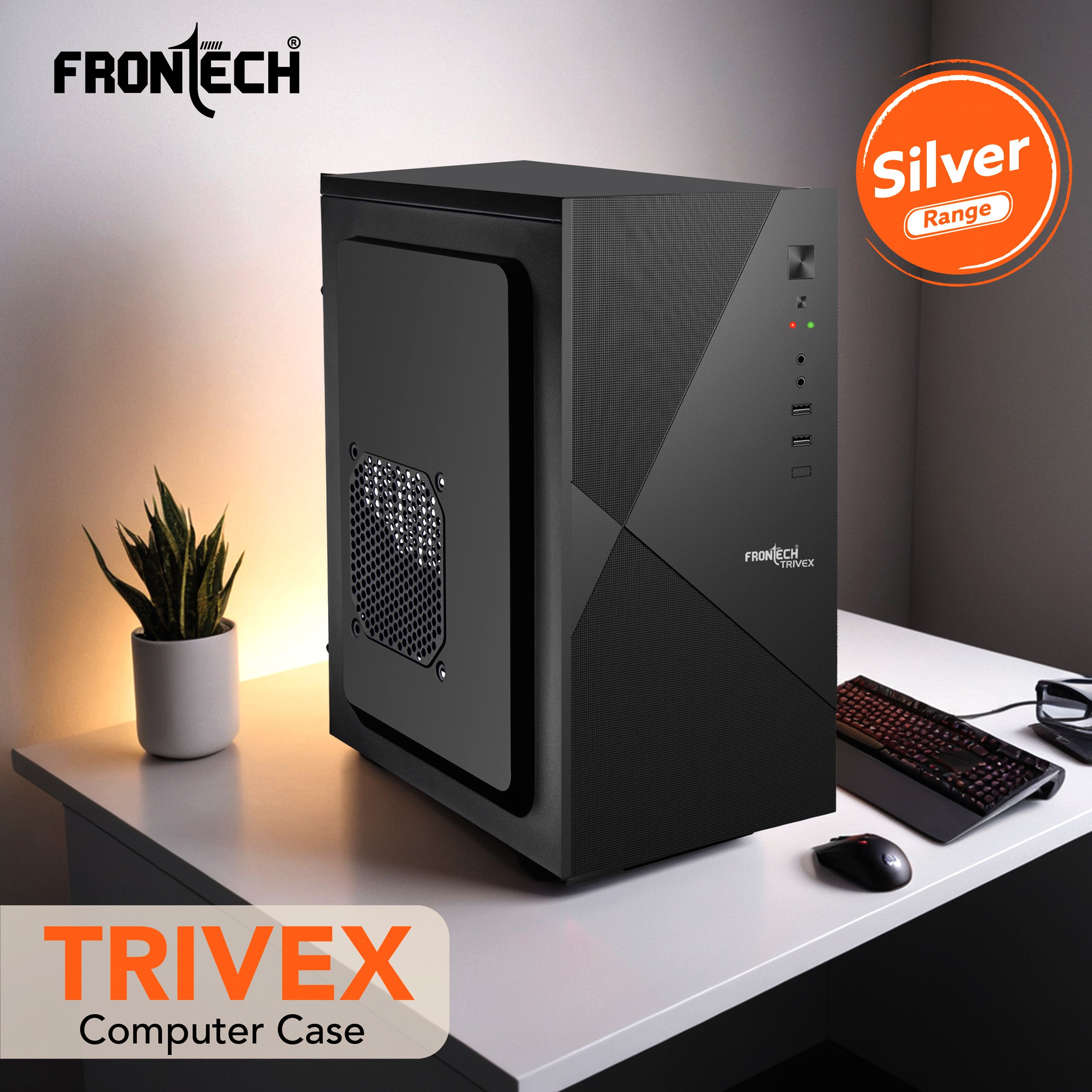 Frontech FT-4373 TRIVEX: Dual USB and Front Audio Mid-Tower Case | The Sleek and Powerful PC Case.