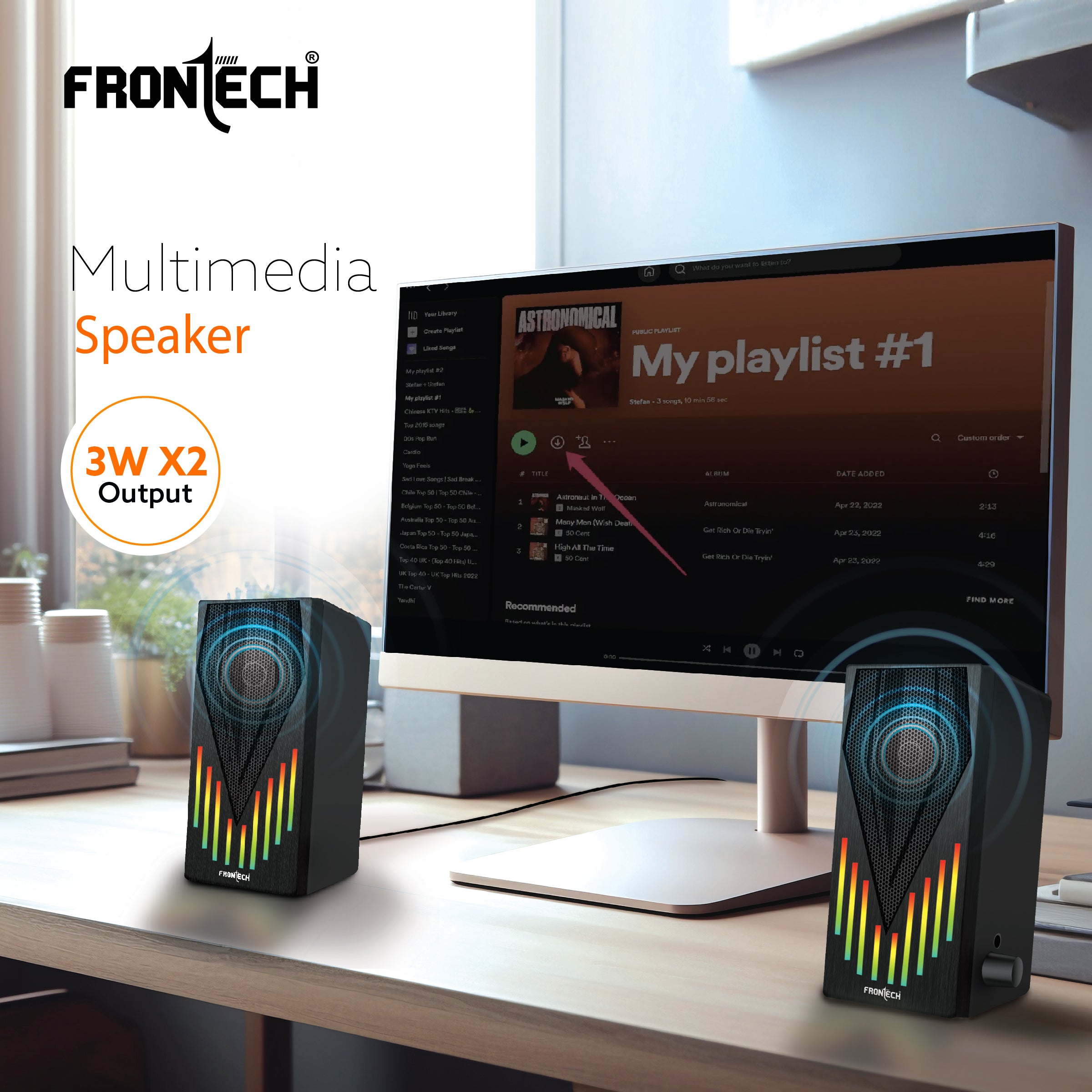2.0 USB Multimedia Speakers | RGB Lights | 2x3W Drivers | AUX Connectivity (SPK-0006)