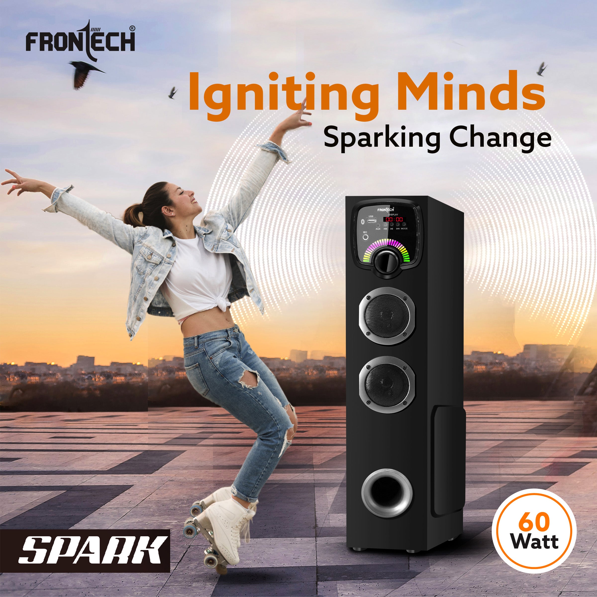 Spark Wireless 60W Bluetooth 5.0 Tower Speaker System (SW-0163)