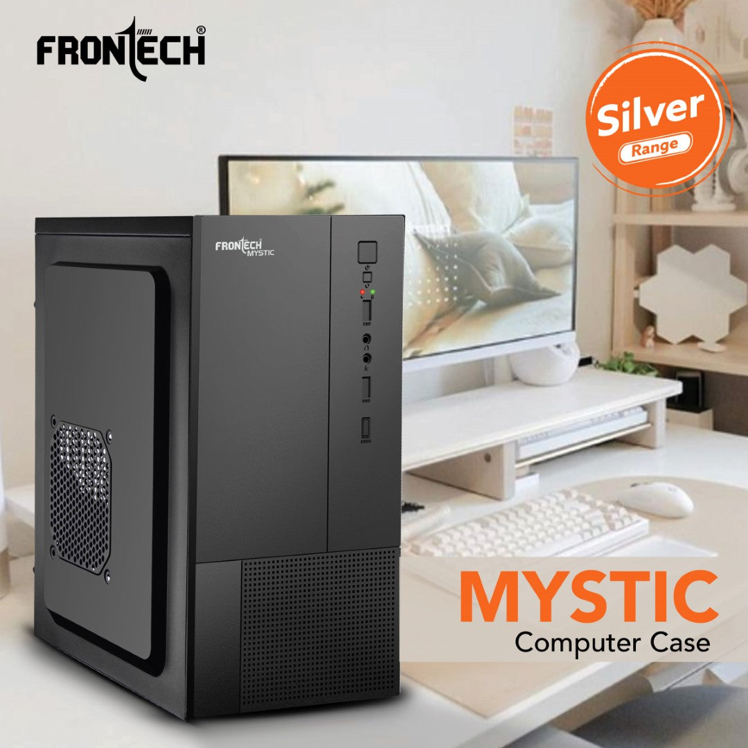 Mystic Silver Range ATX Cabinet | Front Audio, 2x Front USB 2.0 Ports (FT-4279)