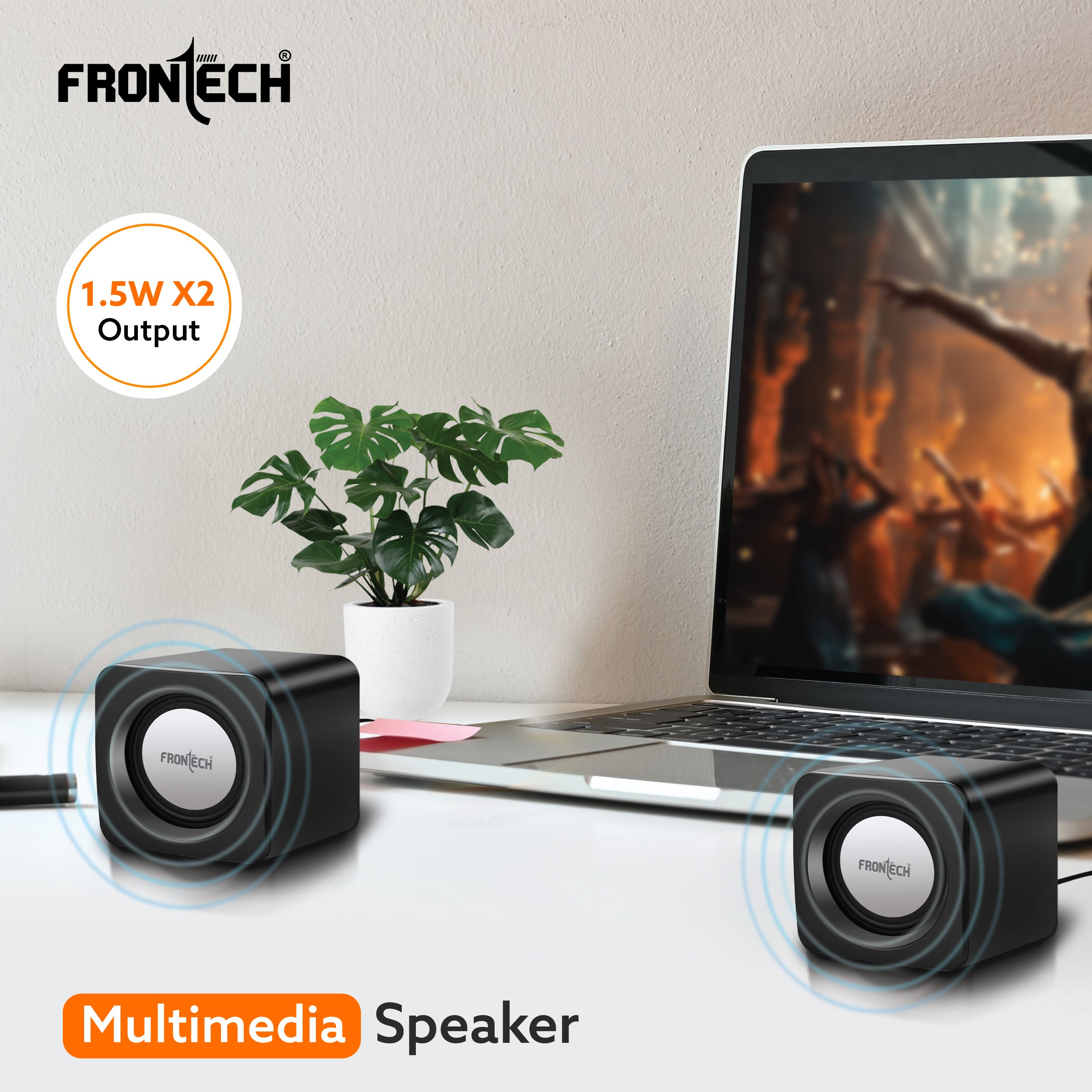 2.0 Channel USB Speakers | 1.5W x 2 Output | AUX Input (SPK-0002)