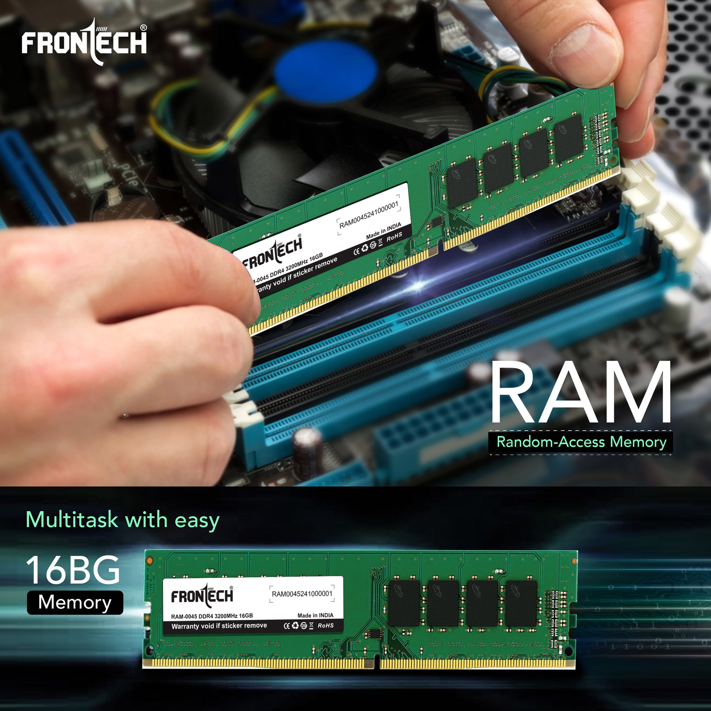 Frontech DDR4 3200MHz 16GB RAM – Blazing Speed, Indian Craftsmanship, Unmatched Reliability