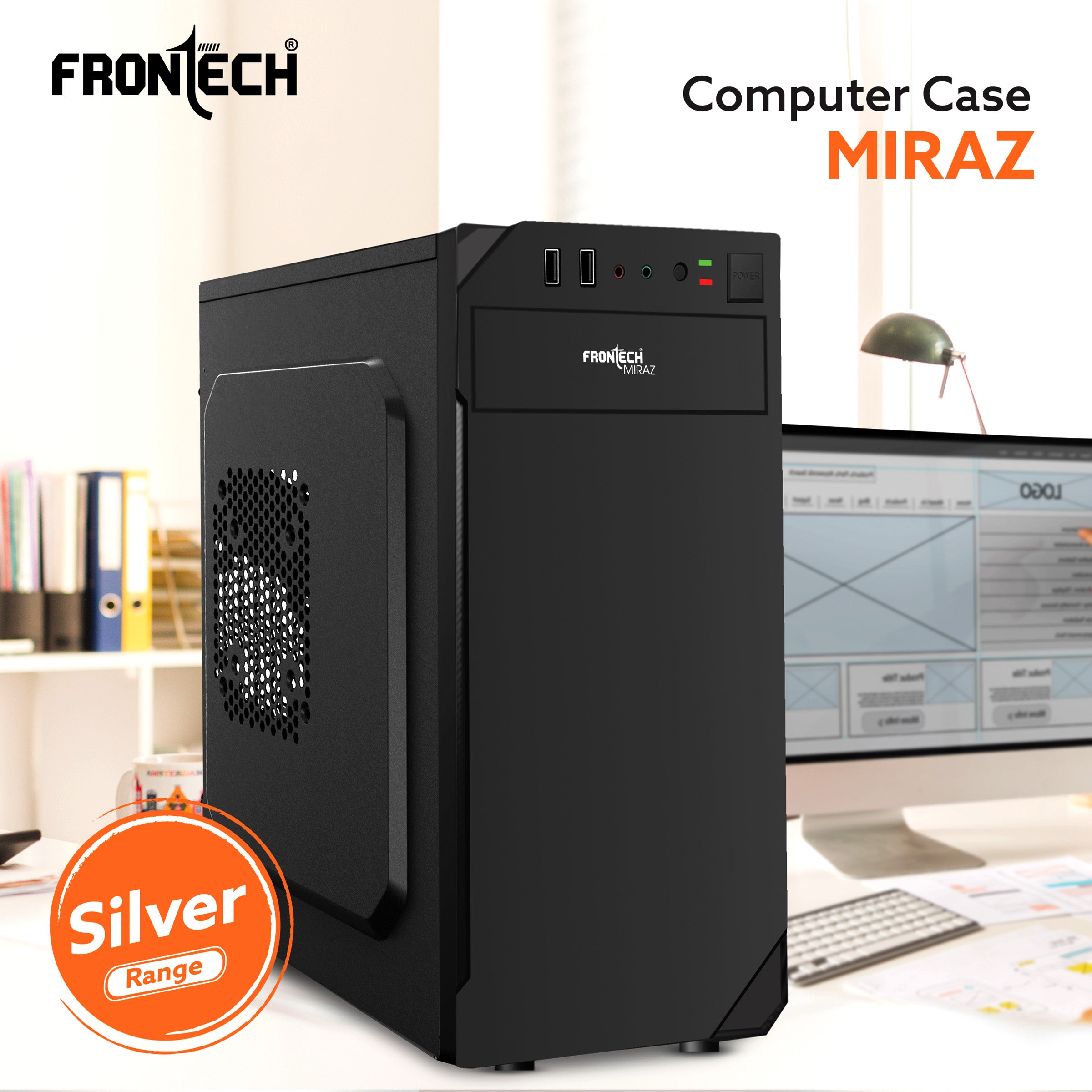 Miraz Silver Range ATX Cabinet | Front Audio, 2x Front USB 2.0 Ports (FT-4314)