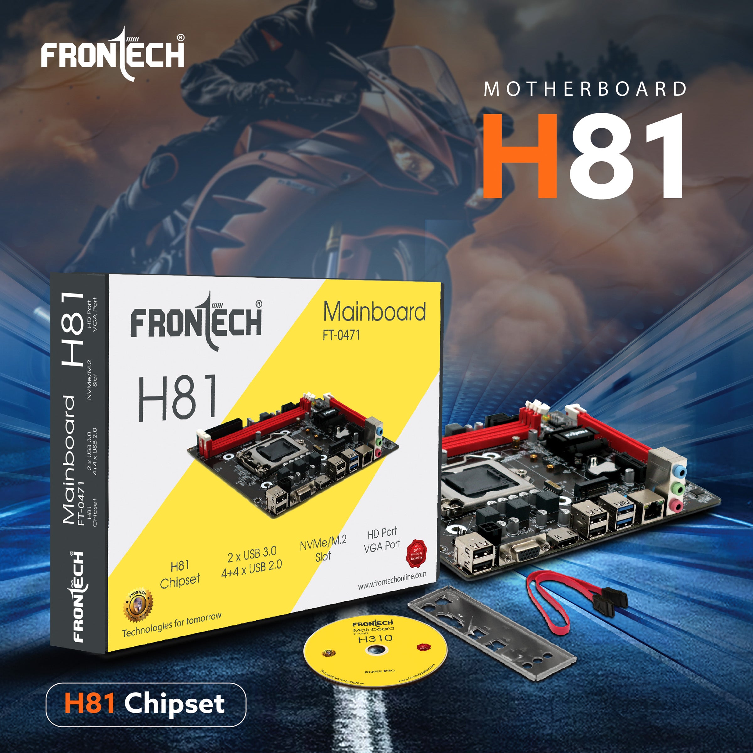 H81 Motherboard | LGA1150, 2xDDR3, Supports 4th Gen (Haswell) CPUs, 2xUSB 3.0, 4xUSB 2.0, 3xSATA, NVMe/M.2, HDMI, VGA, PCIe x16 (FT-0471)
