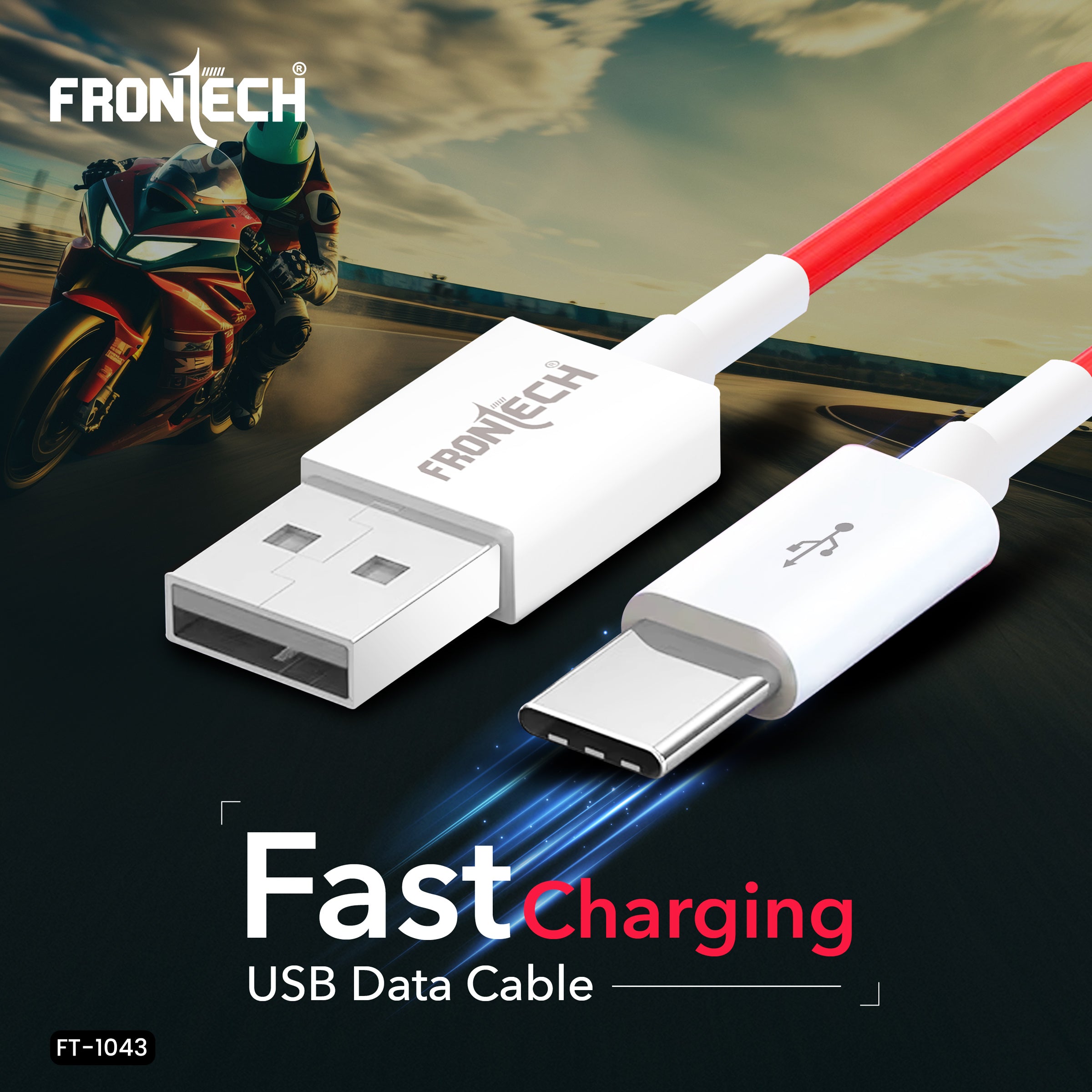 Frontech 65W USB to Type-C Super Fast Charging & Data Cable | 1 Meter | Bend Resistant | High-Speed Sync | Compatible with All Type-C Devices (FT-1043)