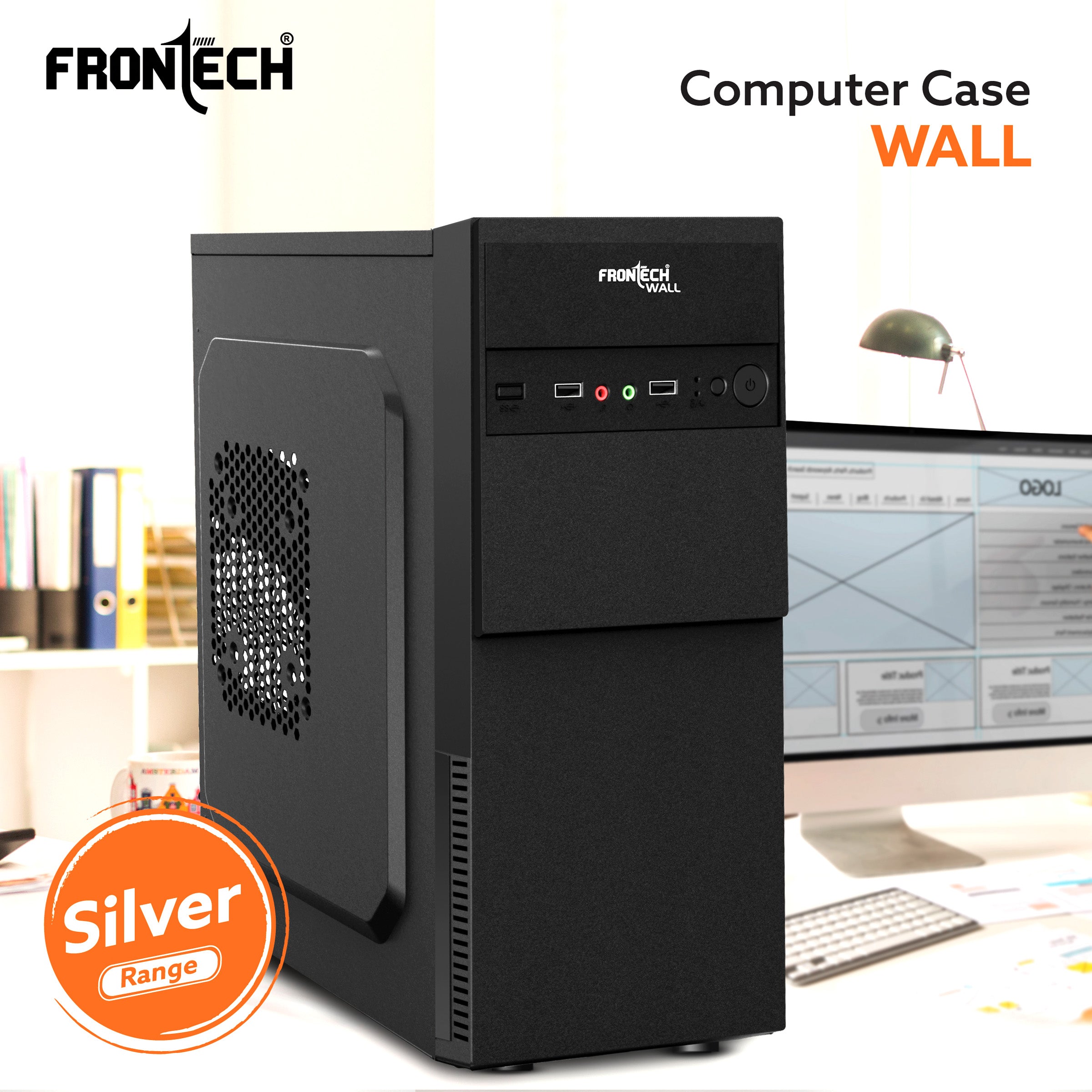 Wall Silver Range ATX Cabinet | Front Audio, 2x Front USB 2.0 Ports (FT-4267)