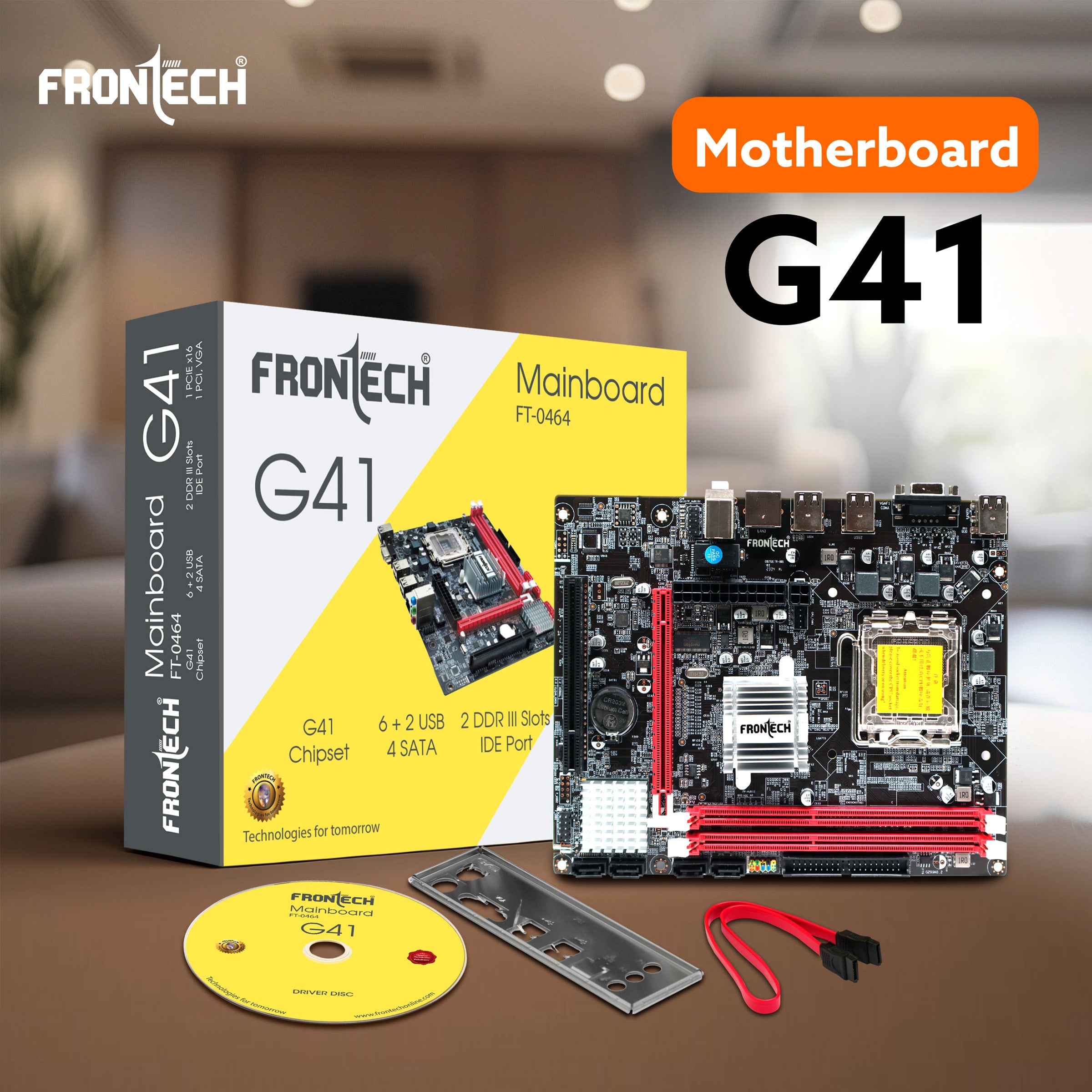 G41 Motherboard | LGA775, 2xDDR3 Slots, Core 2 Quad Support, 6+2 USB Ports, 4xSATA (FT-0464)