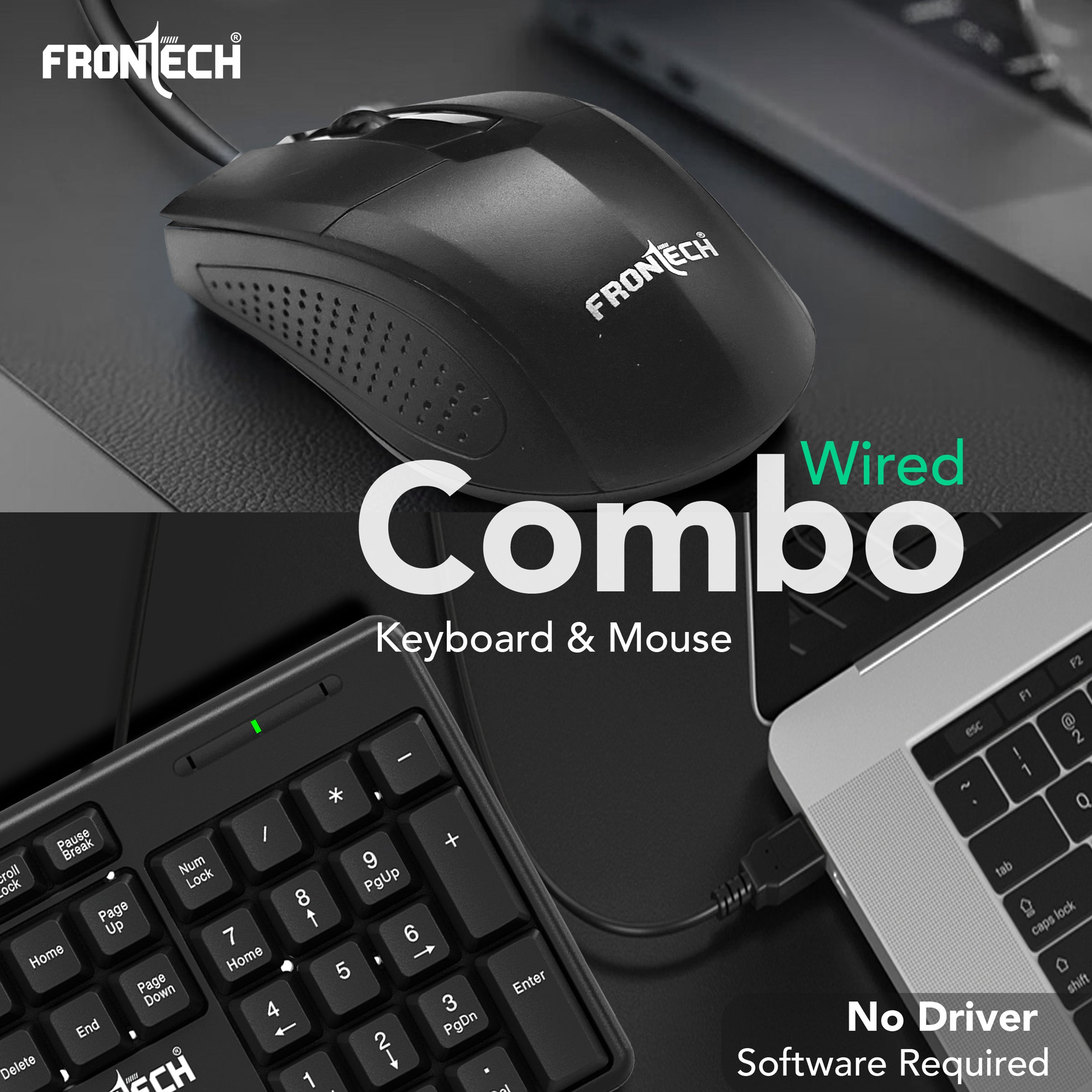 Wired Membrane Keyboard & Mouse Combo Pack (1692)
