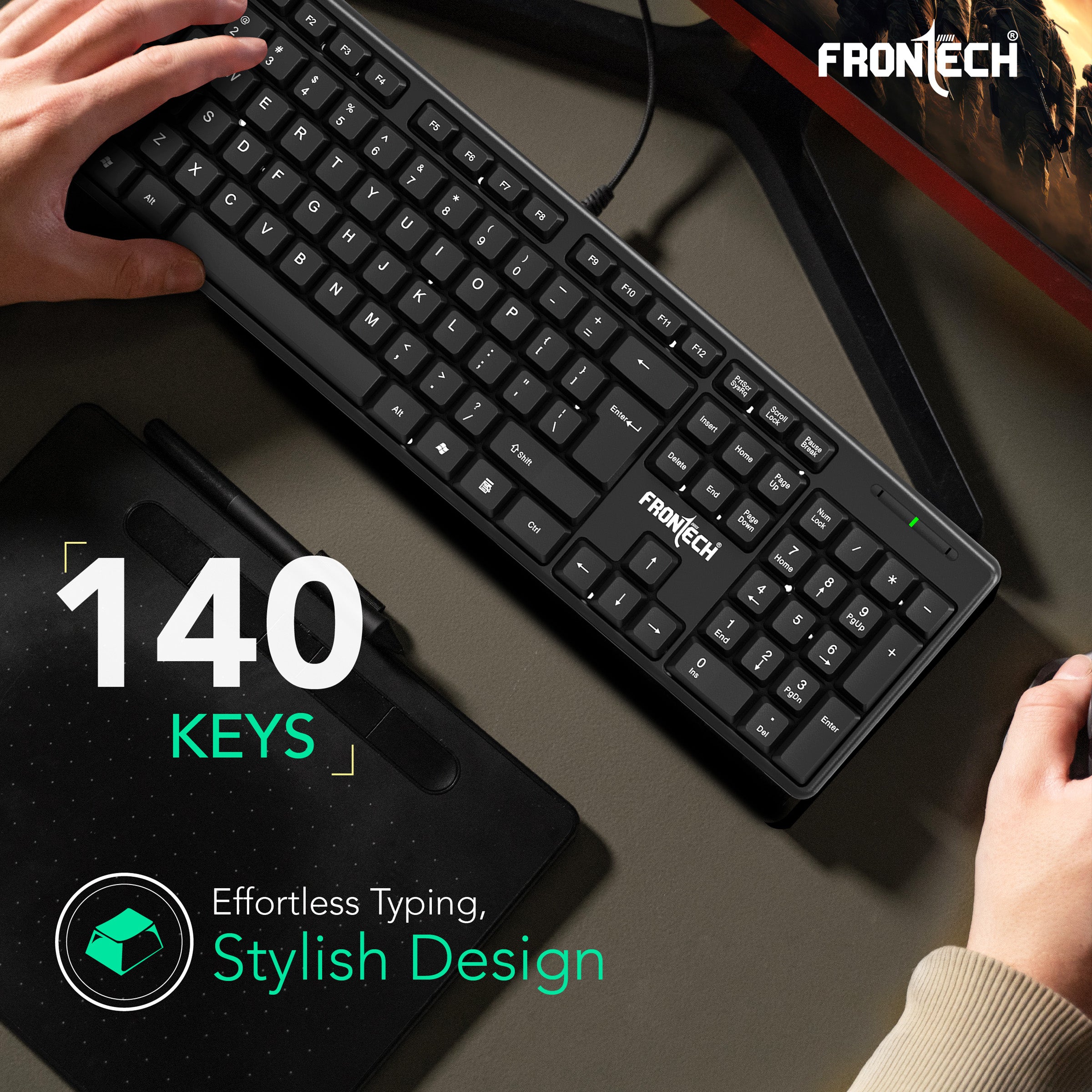 Wired Membrane Keyboard & Mouse Combo Pack (1692)