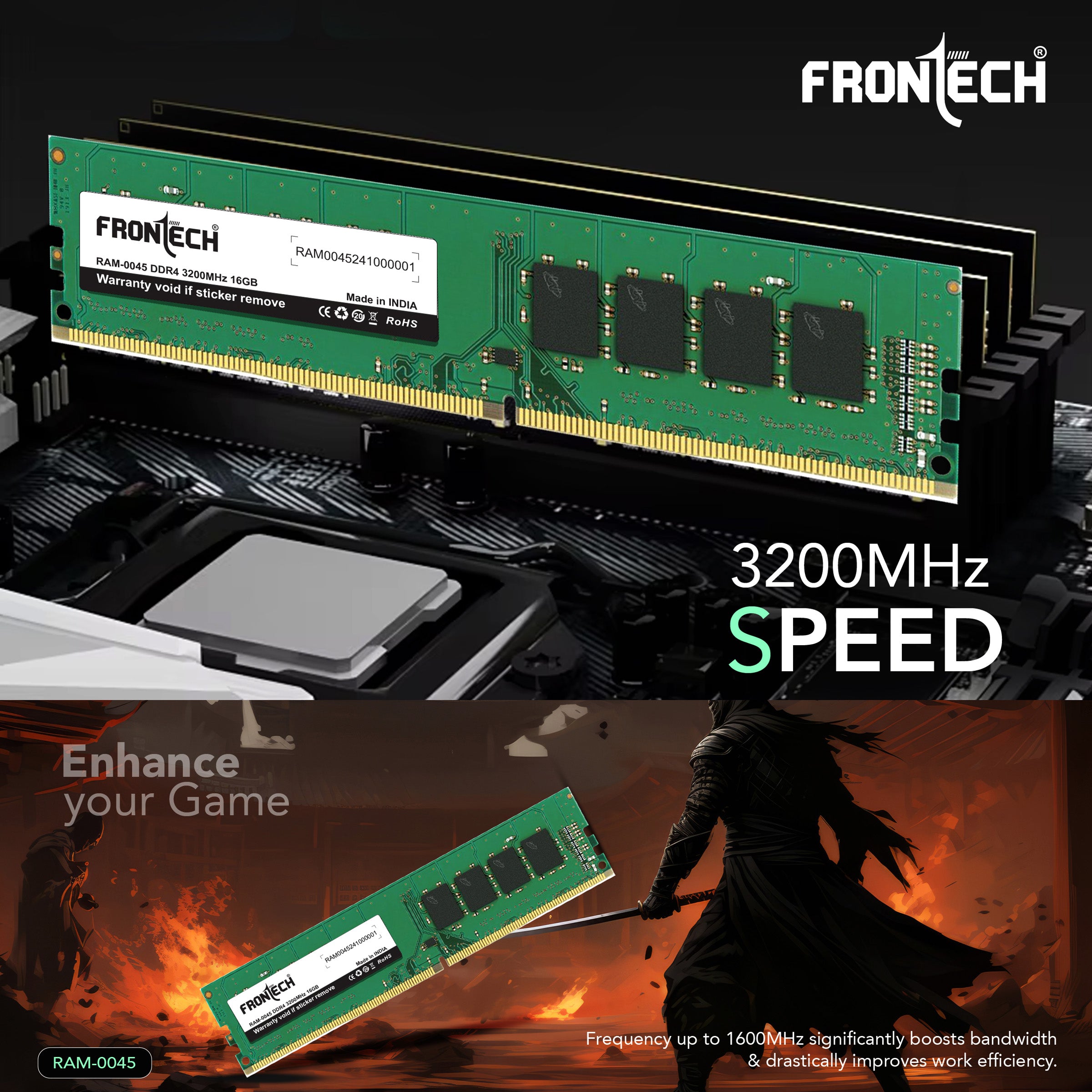 Frontech DDR4 3200MHz 16GB RAM – Blazing Speed, Indian Craftsmanship, Unmatched Reliability