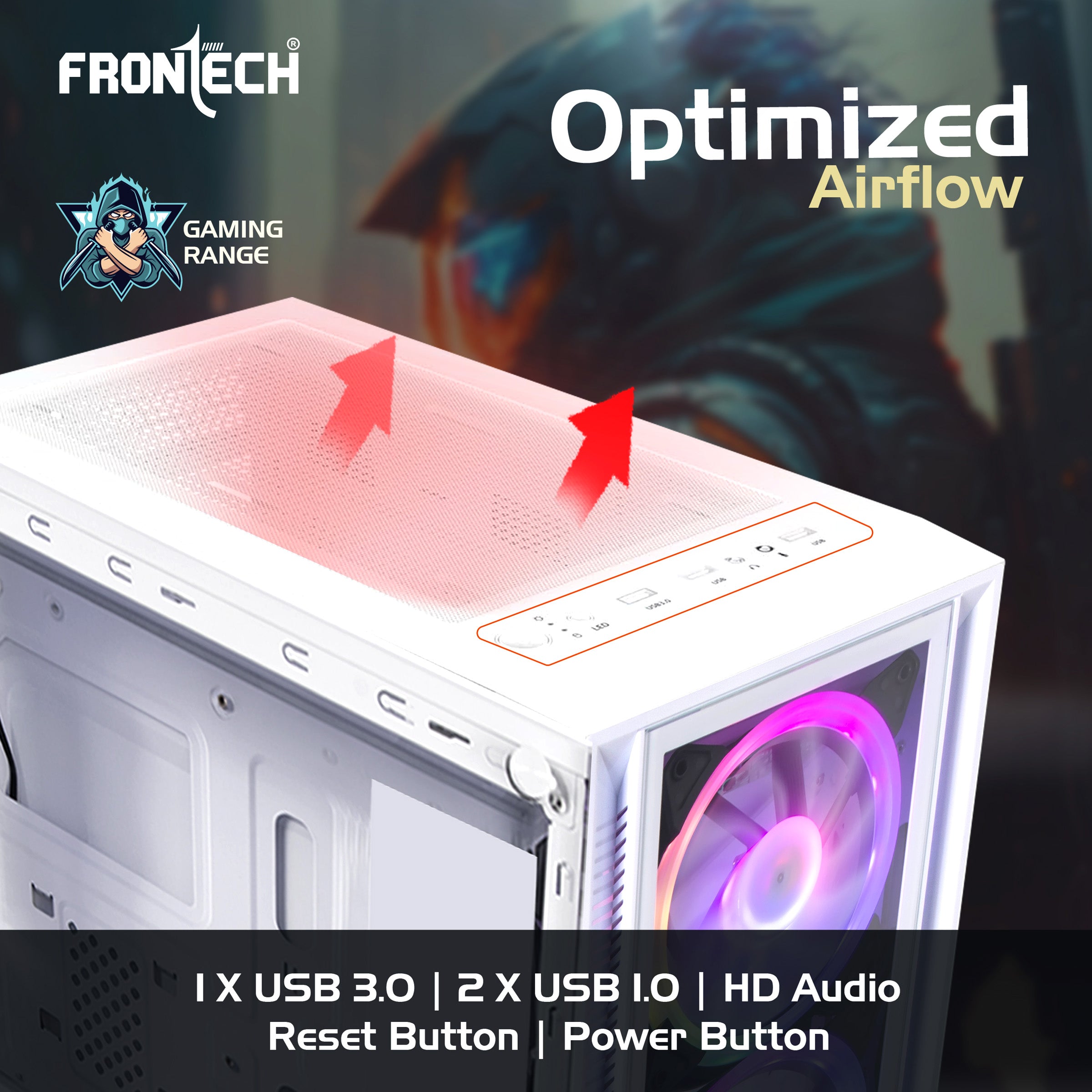 Draco Gaming ATX Cabinet | Front & Side Glass Panel, 3x 120mm RGB Fans, USB 1.1 & USB 3.0 Ports (FT-4341)