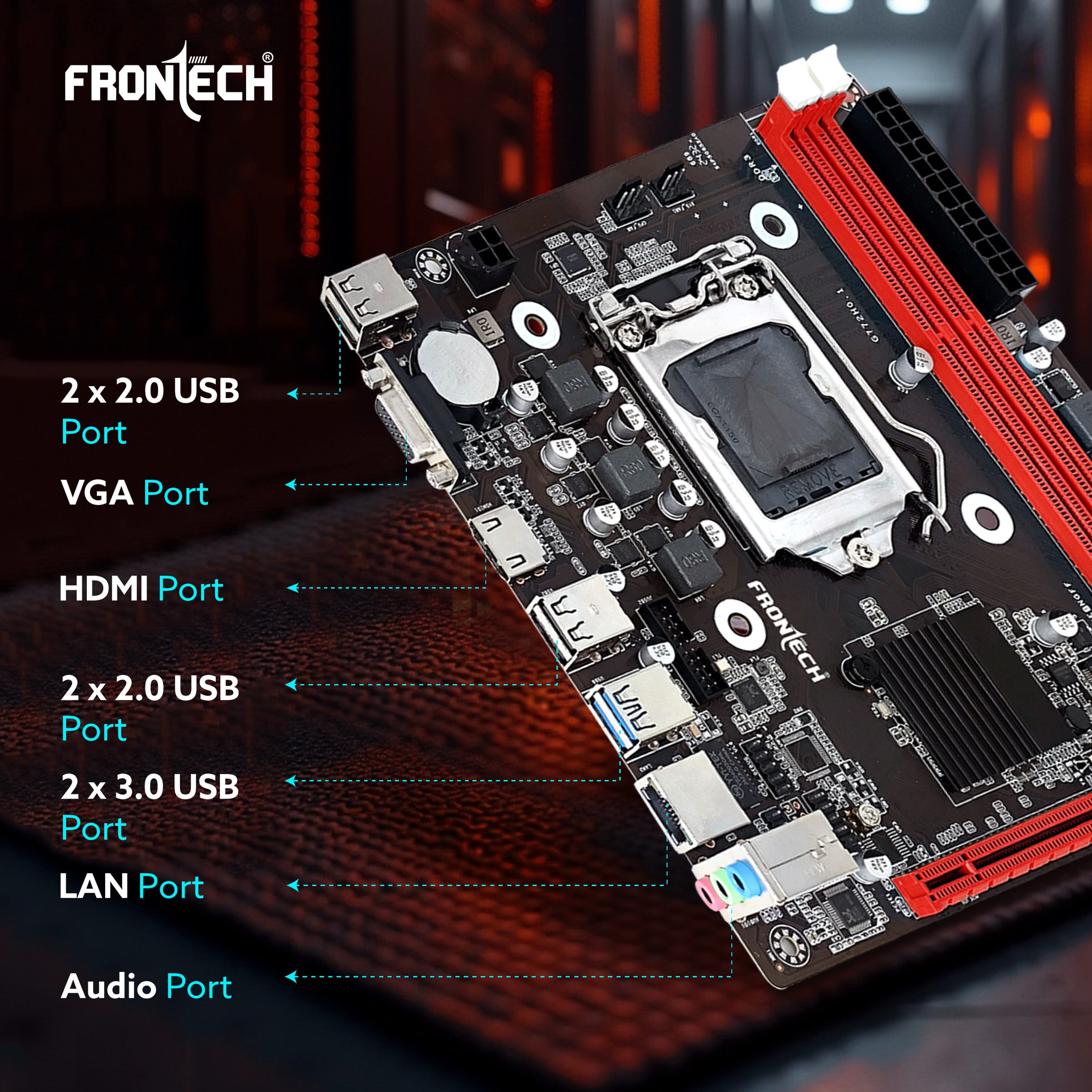 Frontech ProSeries H81 ATX Motherboard - Support Intel | AMD Processor,DDR4 | DDR5,PCIe Slots,LAN, Multiple USB Ports, HDMI | DisplayPort outputs