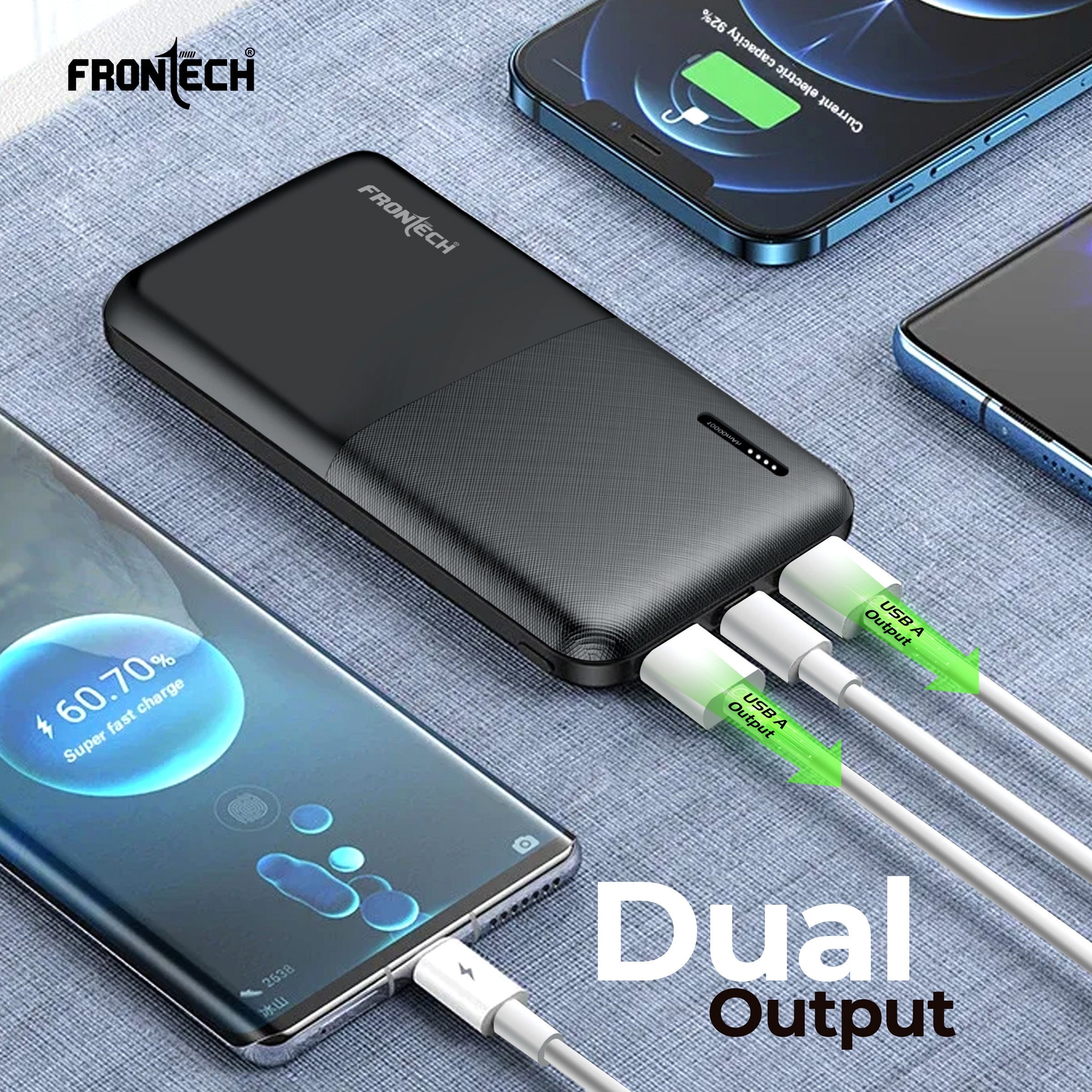 10000 mAh Li-ion Power Bank with LED Indicator, Dual USB (PB-0007)