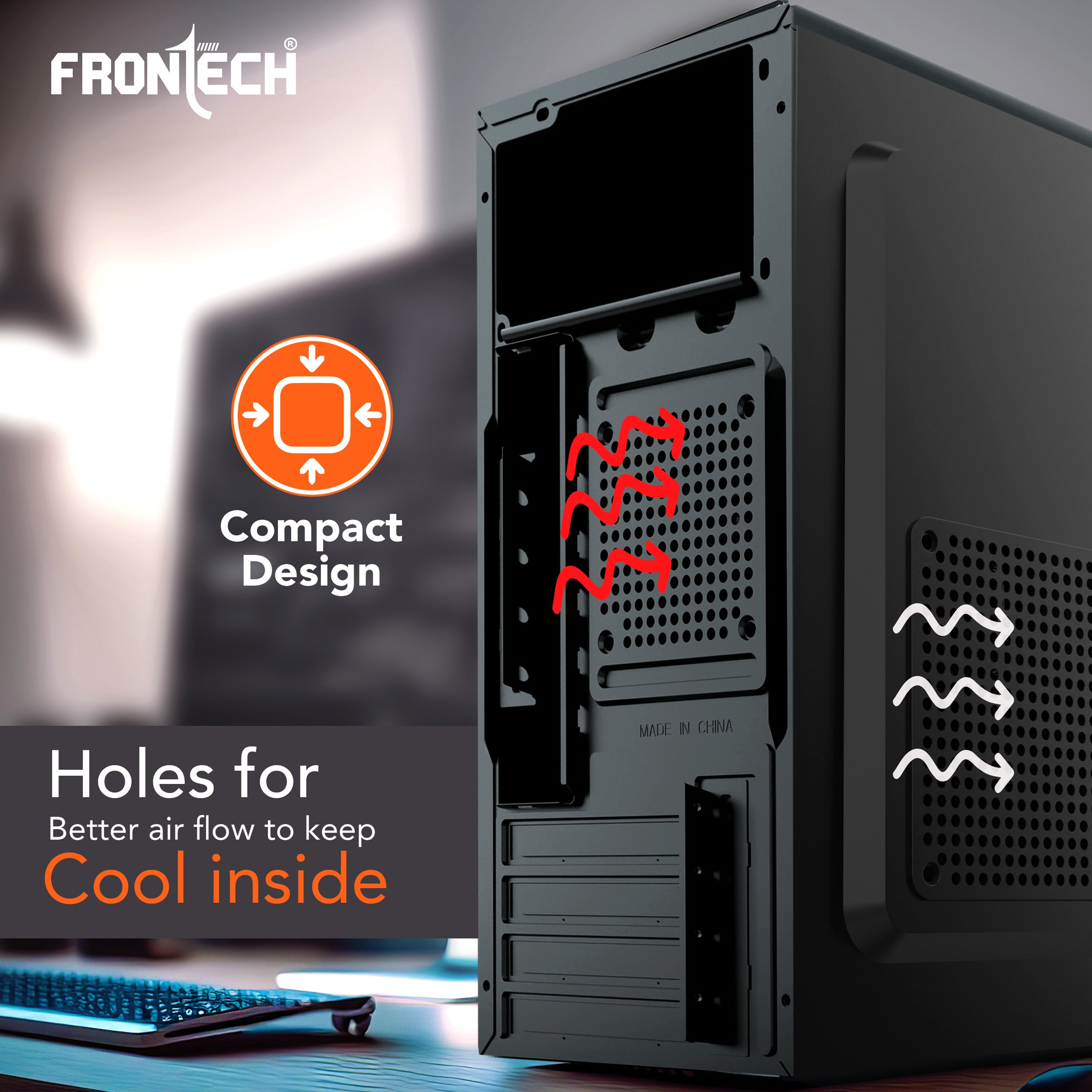 Frontech FT-4373 TRIVEX: Dual USB and Front Audio Mid-Tower Case | The Sleek and Powerful PC Case.