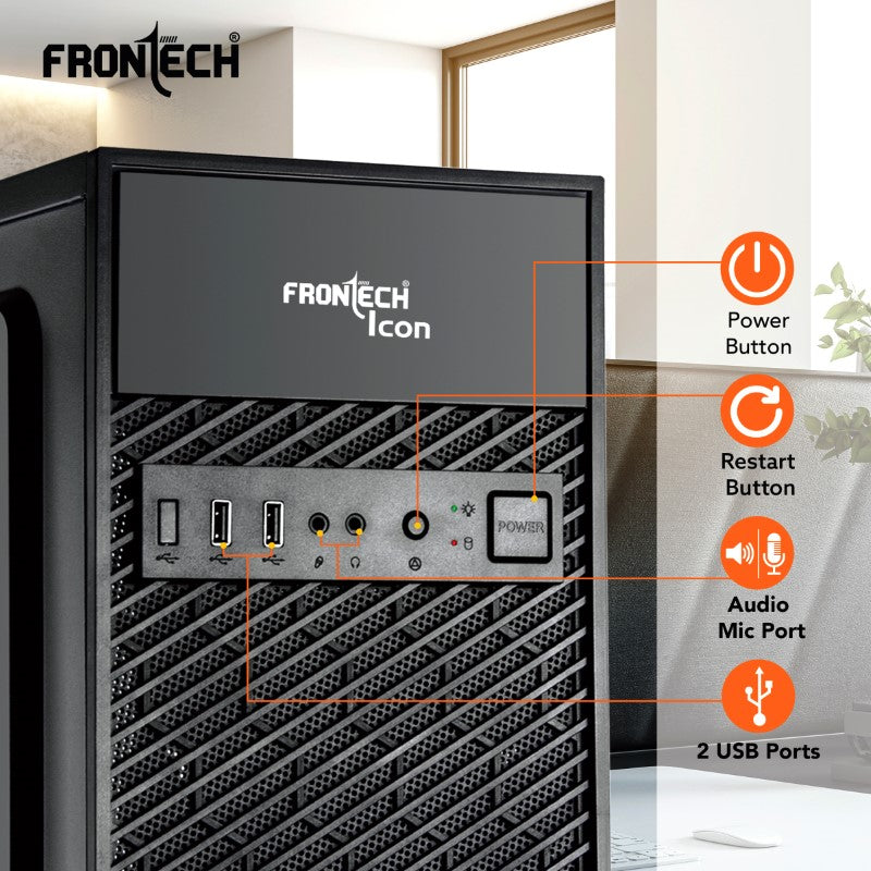 Icon Silver Range ATX Cabinet | Front Audio, 2x Front USB 2.0 Ports (FT-4371)