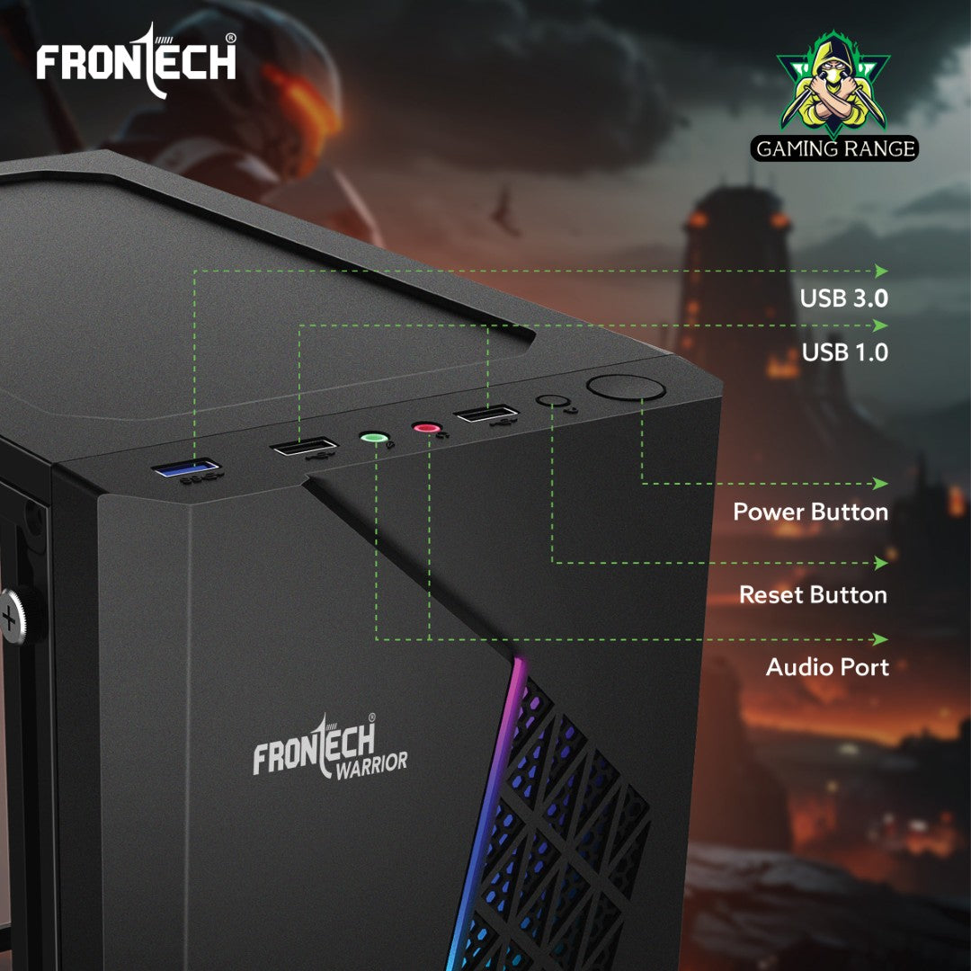 Warrior Gaming Cabinet | 1 x 80 mm LED Fan| 2XUSB 1.0 & USB 3.0 (FT-4345)