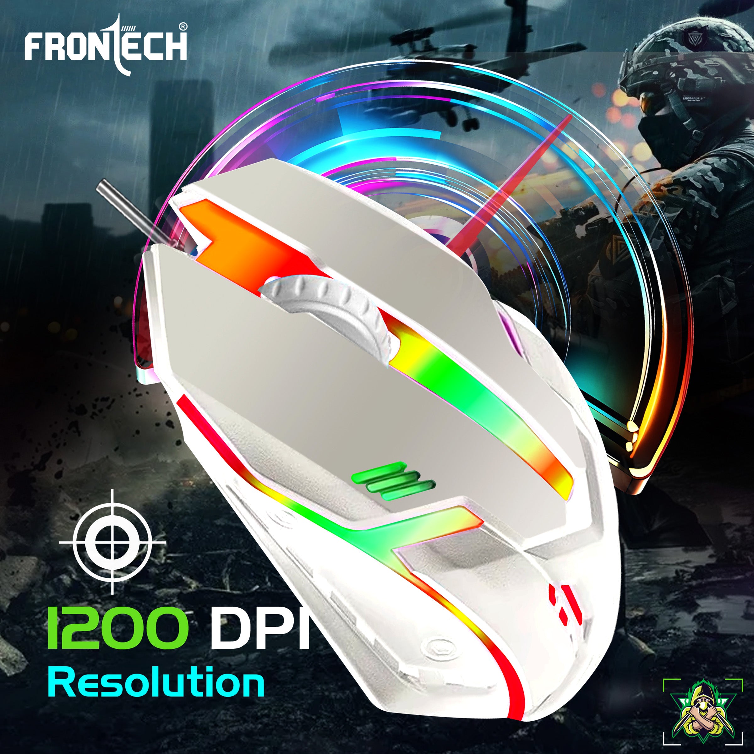 Frontech KB-0040PW Wired Gaming Keyboard and Optical Mouse | RGB Backlight | 105 Keys Combo Set (White)