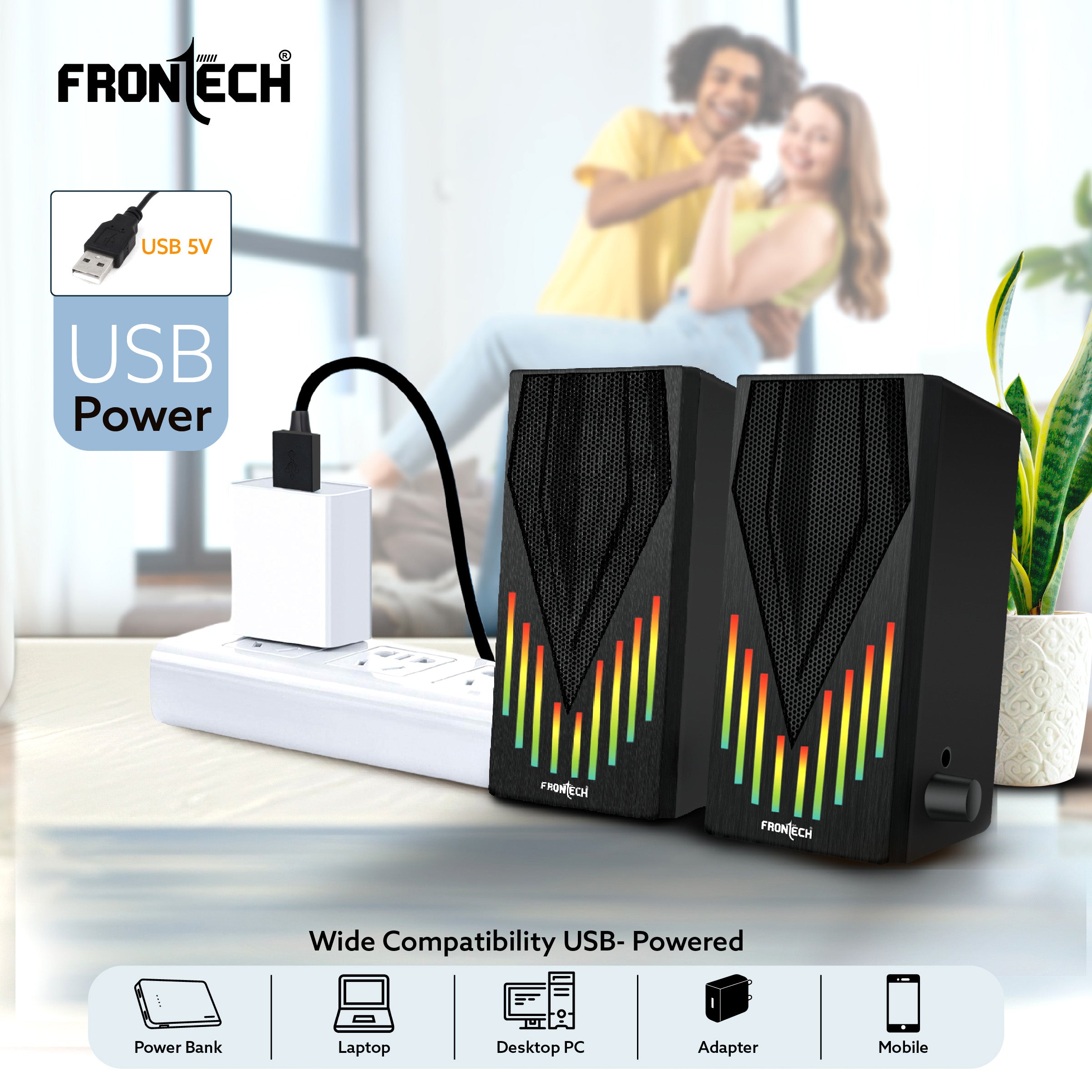 2.0 USB Multimedia Speakers | RGB Lights | 2x3W Drivers | AUX Connectivity (SPK-0006)