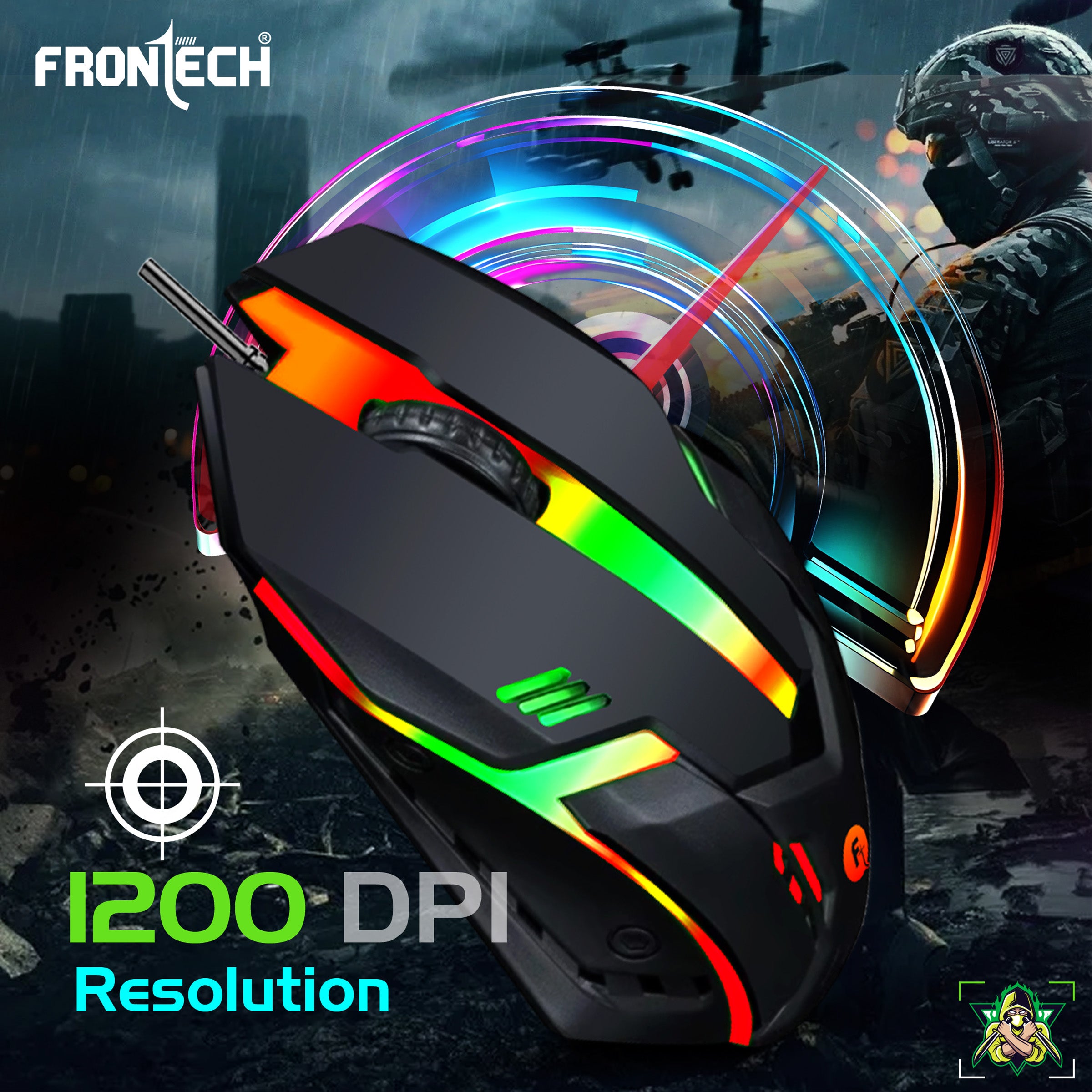 Frontech KB-0040P Wired Gaming Keyboard and Optical Mouse | RGB Backlight | 105 Keys Combo Set (White & Black)