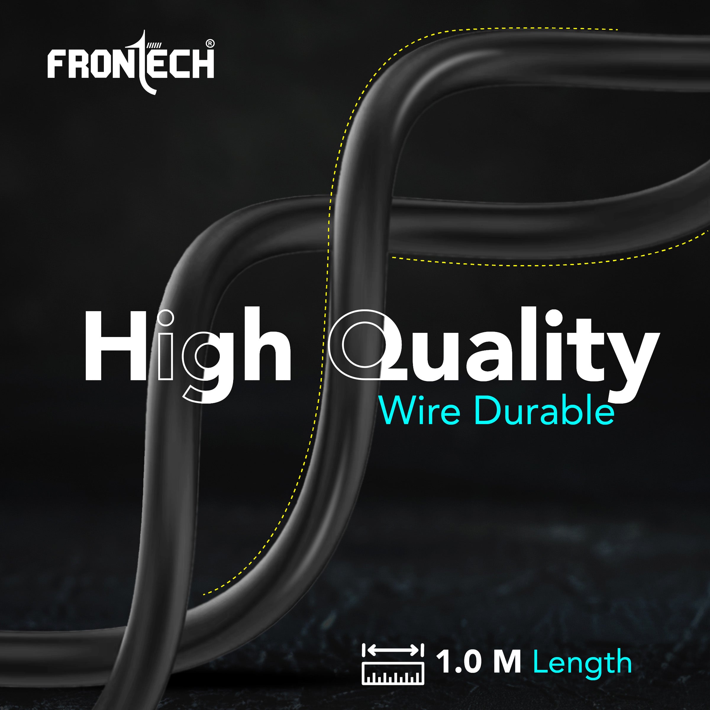 FRONTECH 12W / 2.4A Super Fast Charging 1M PVC USB to Type-C Data Cable for Smartphones, Tablets, Laptops & other Micro USB V8 Devices, Charging and Data Sync (1023 - Black)