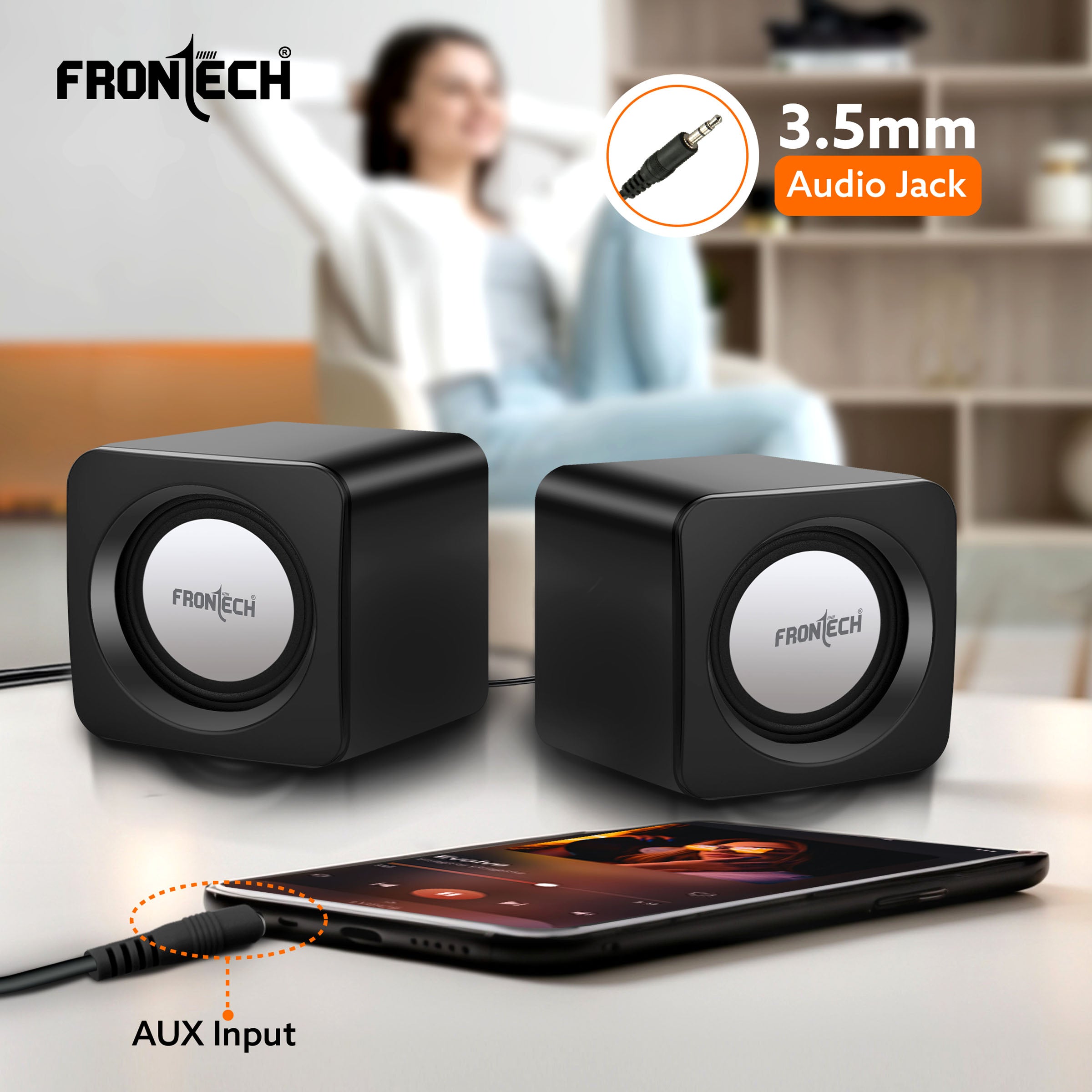 2.0 Channel USB Speakers | 1.5W x 2 Output | AUX Input (SPK-0002)