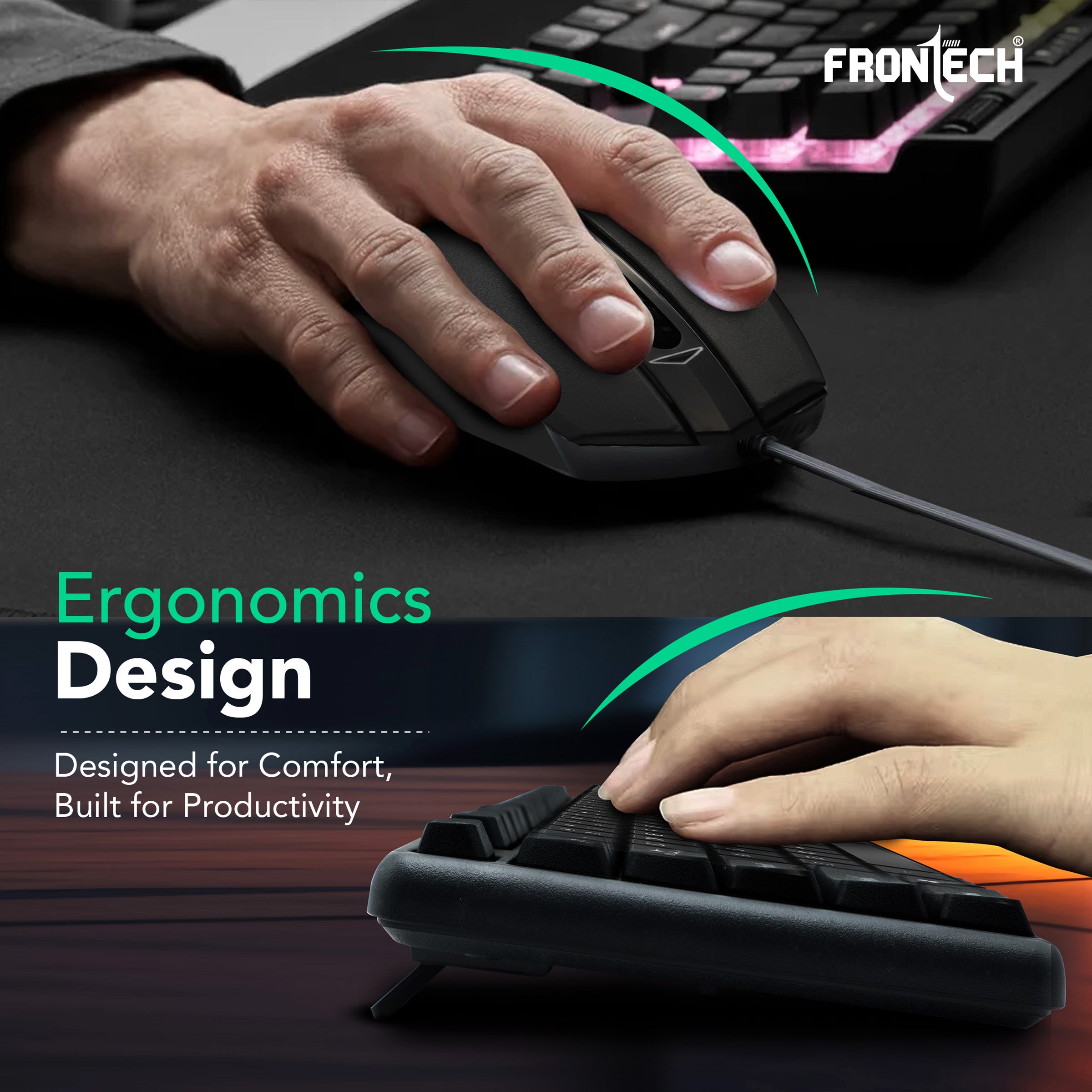 Wired Membrane Keyboard & Mouse Combo Pack (1692)