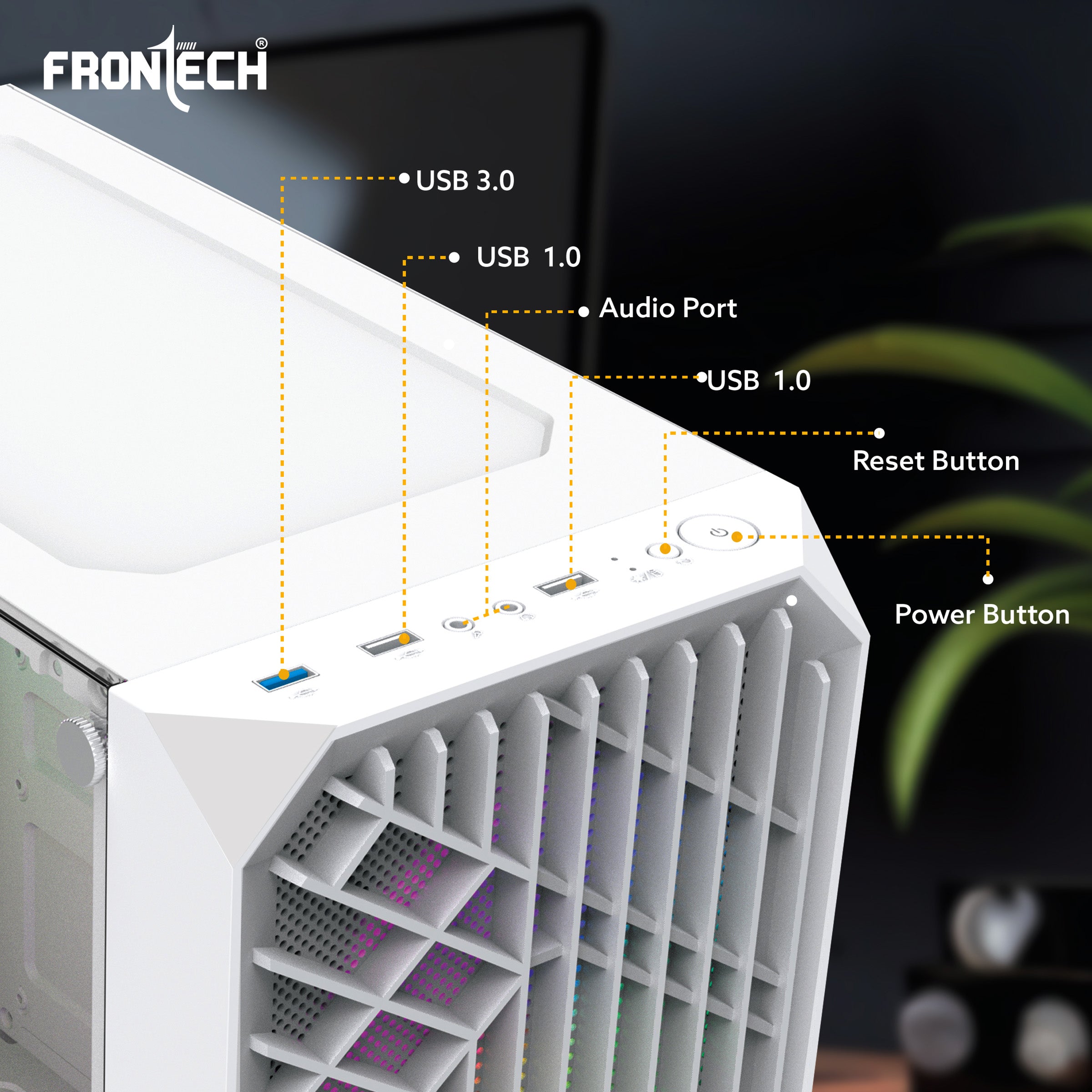 FRONTECH WAR MACHINE FT-4350 Gaming Computer Case with 4x120mm LED Fans & Acrylic Side Panel.