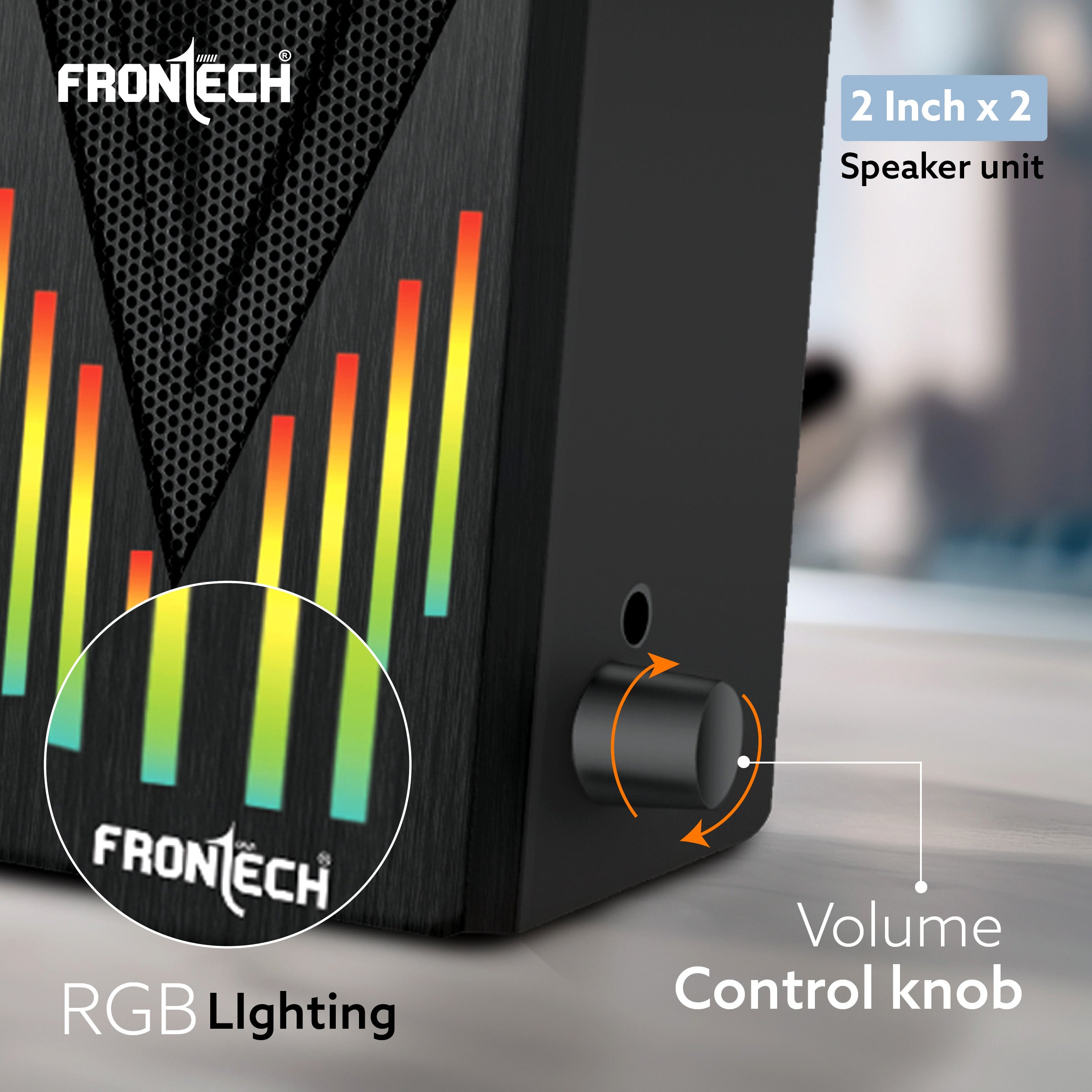 2.0 USB Multimedia Speakers | RGB Lights | 2x3W Drivers | AUX Connectivity (SPK-0006)