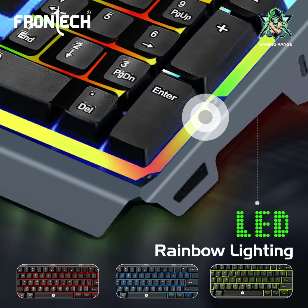 Wired Gaming Keyboard | 104 Keys | Rainbow Backlight | USB Plug & Play (KB-0049)