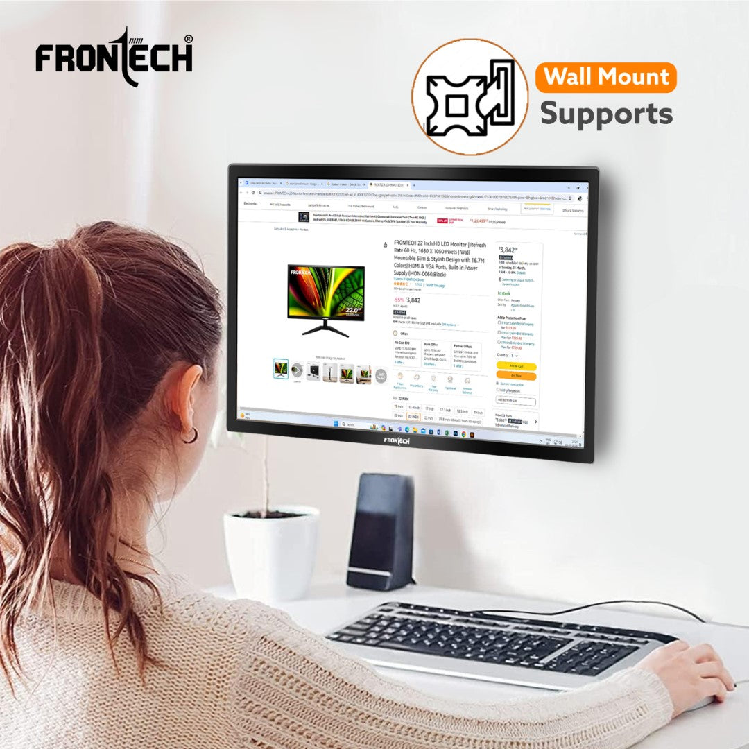 18.5'' HD LED Monitor | 75Hz, 1366x768 | Slim & Stylish (MON-0006)