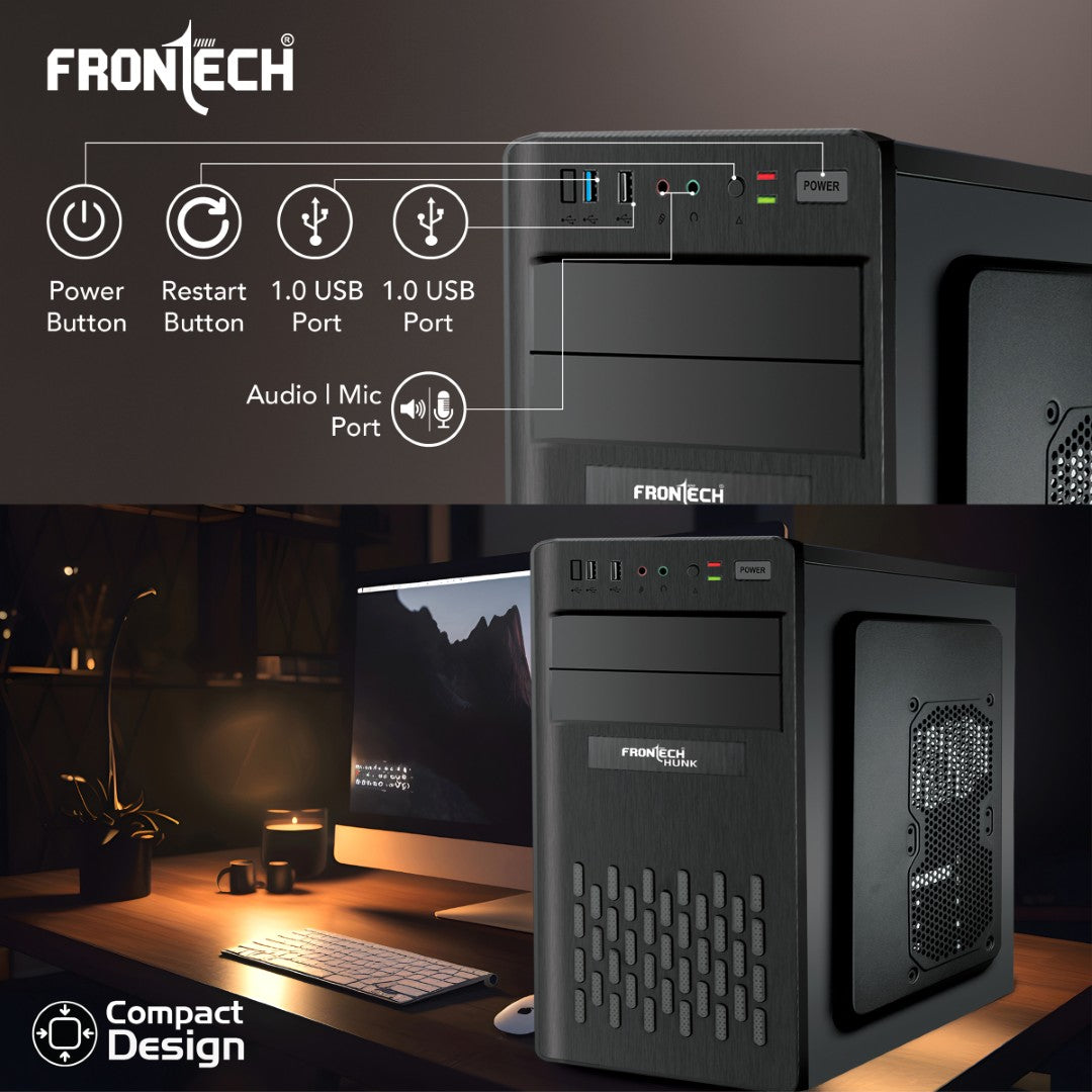 HUNK Premium Cabinet: ATX Compatible, Dual Fans, USB Ports (FT-4331)