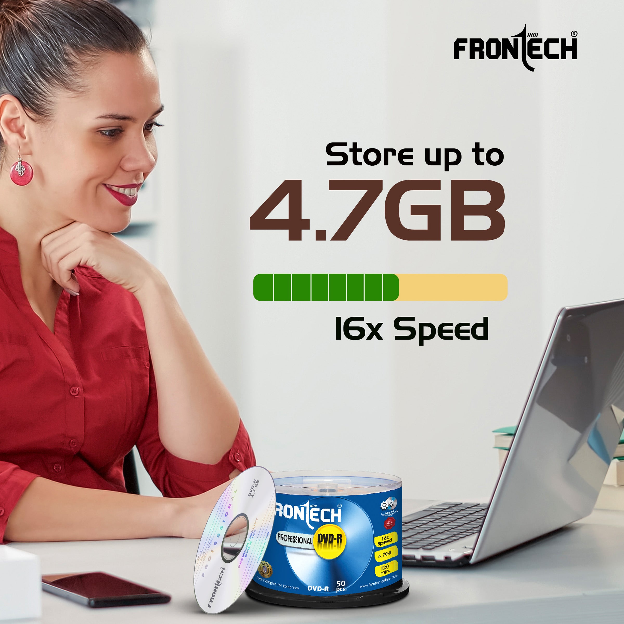 Professional DVD 4.7GB Media 120 Mins 16X Multi Speed - Pack of 50 (DVD-0003)