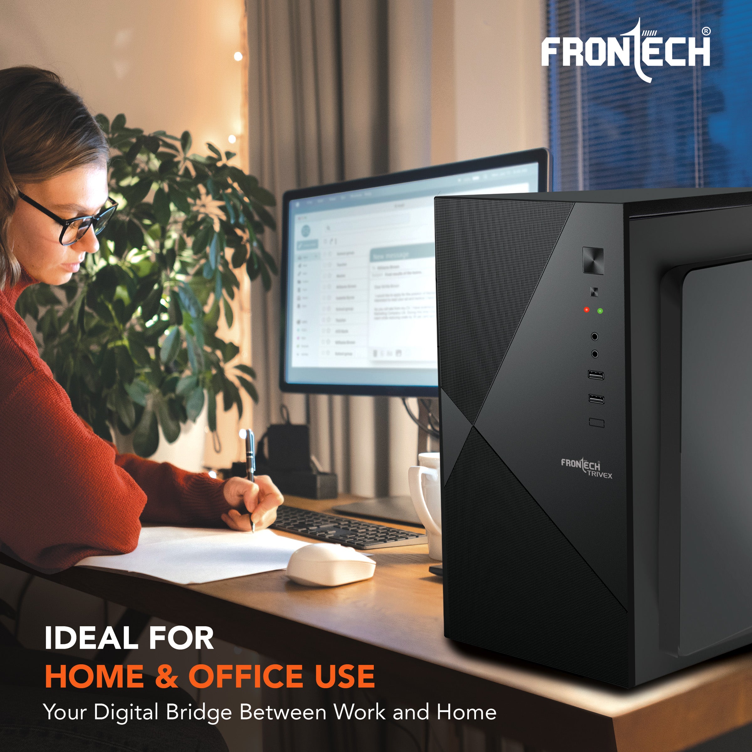 Frontech FT-4373 TRIVEX: Dual USB and Front Audio Mid-Tower Case | The Sleek and Powerful PC Case.
